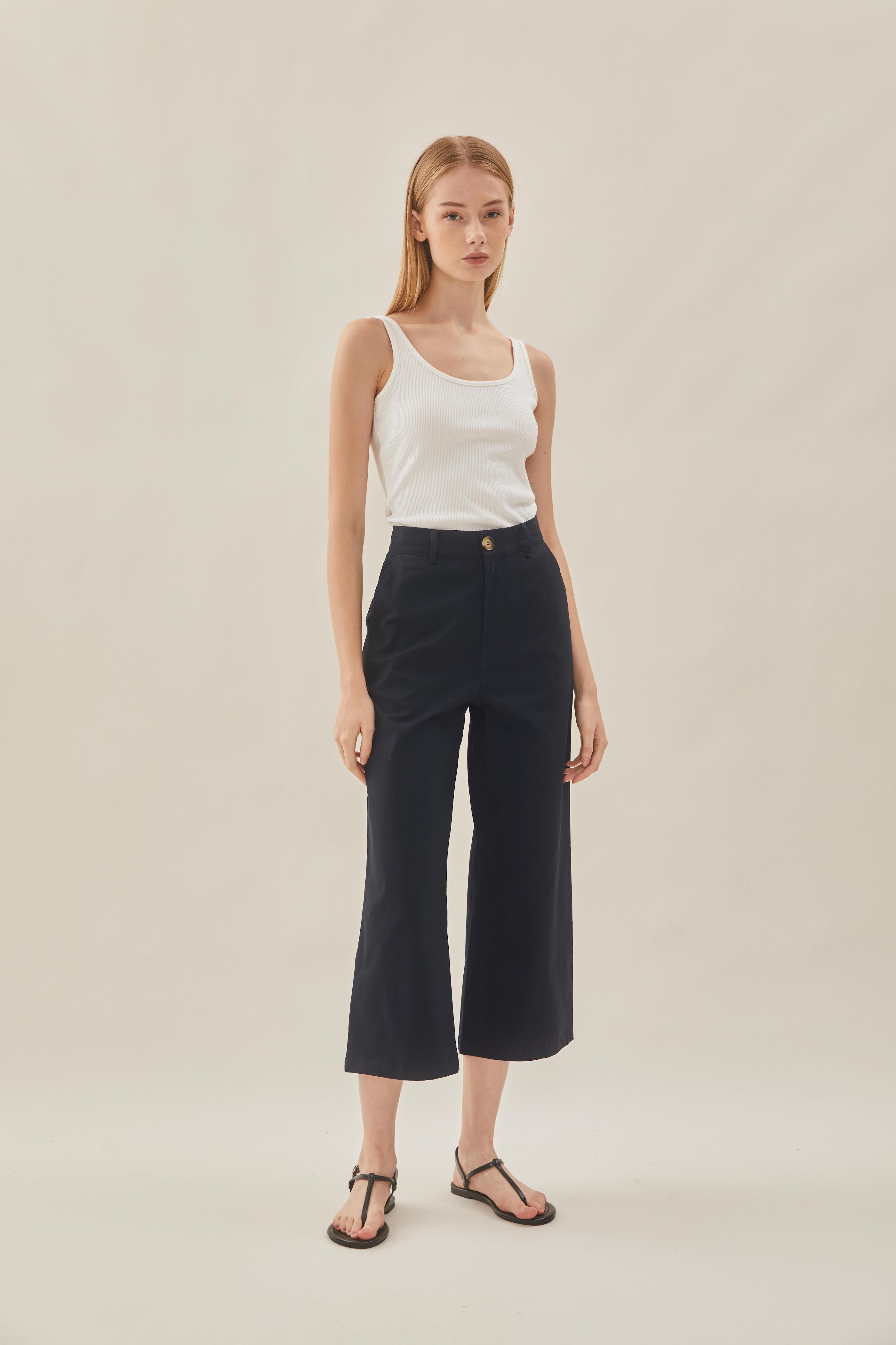 Classic Cotton Culottes in Midnight