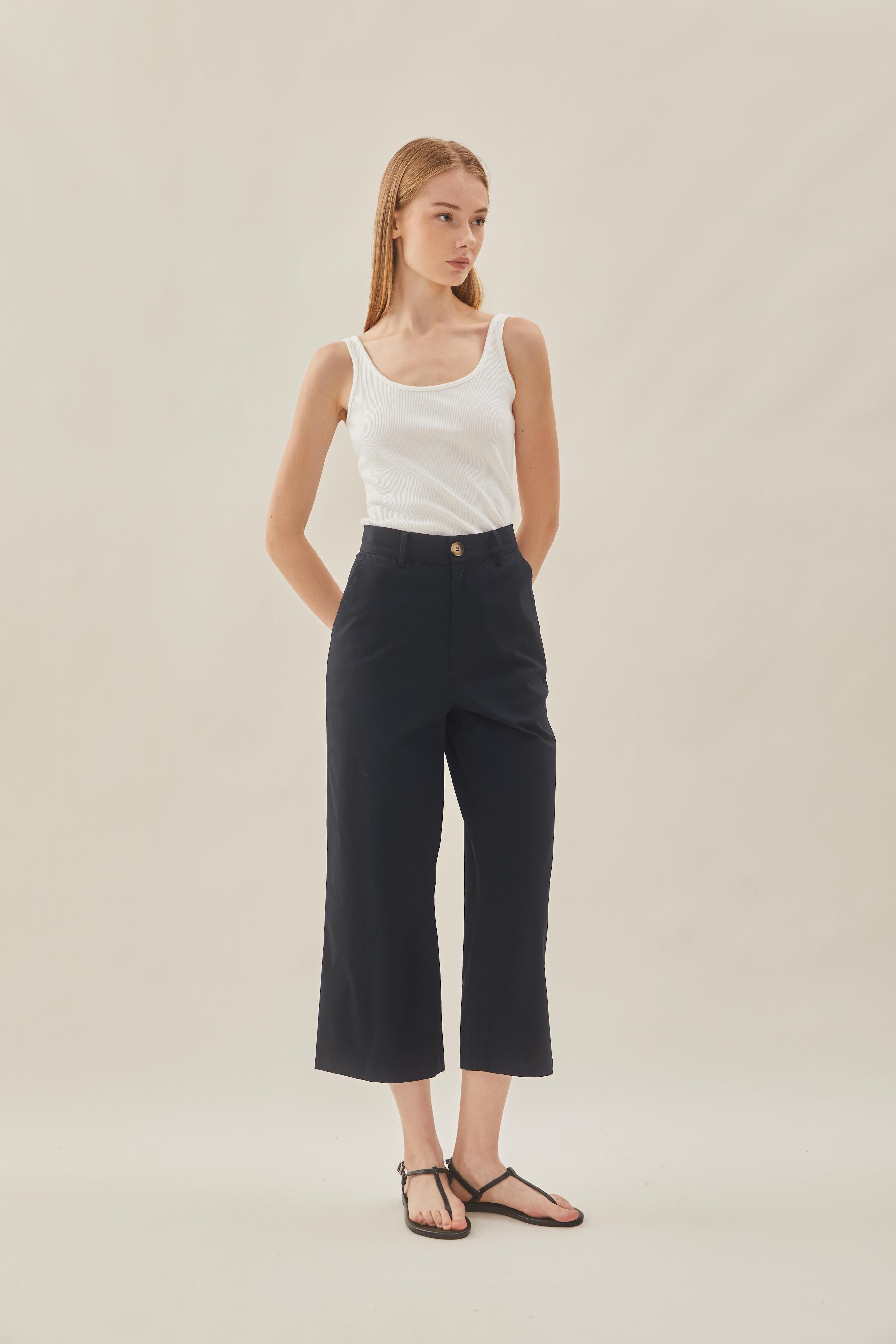 Classic Cotton Culottes in Midnight