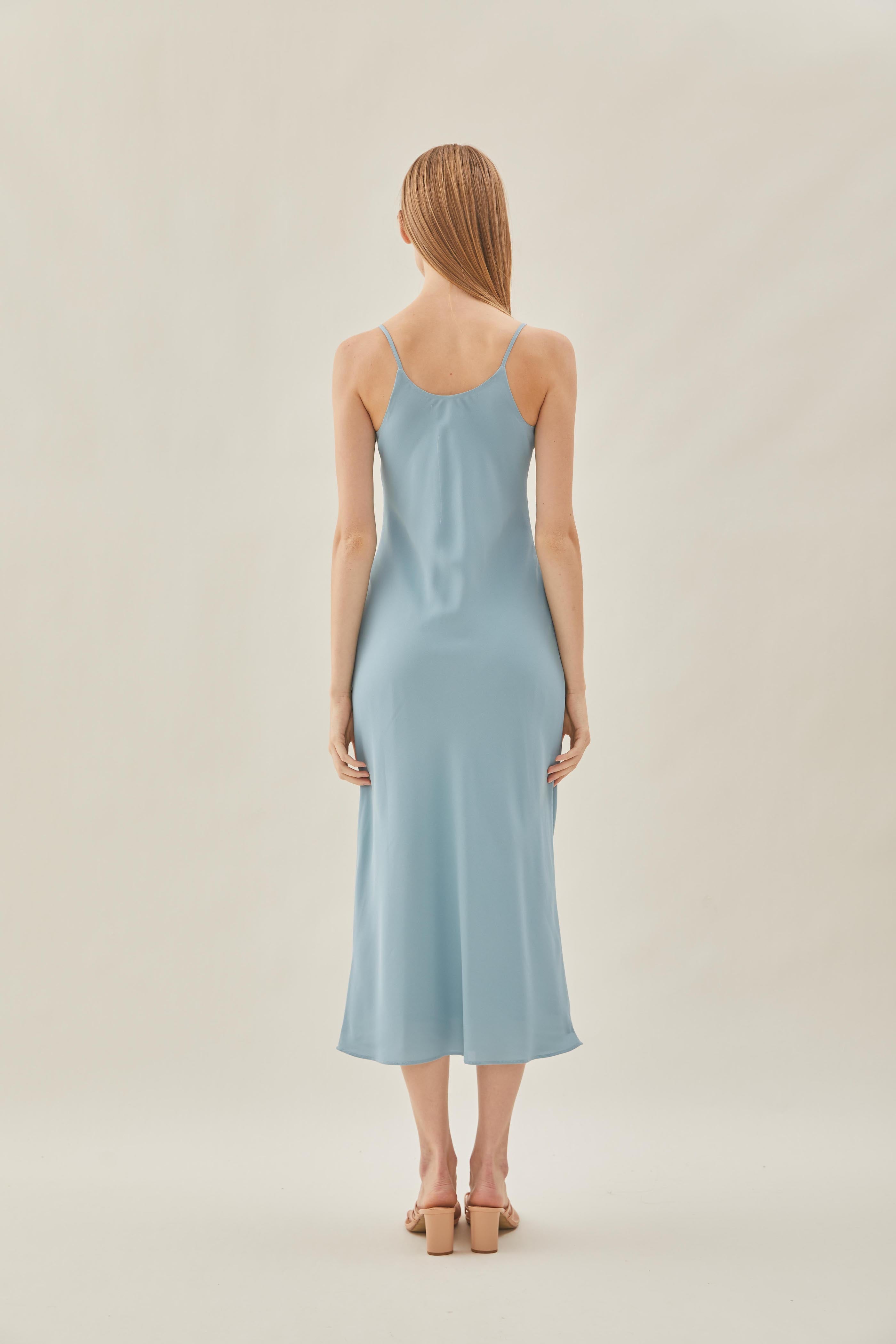 V Neck Slip Dress in Ocean
