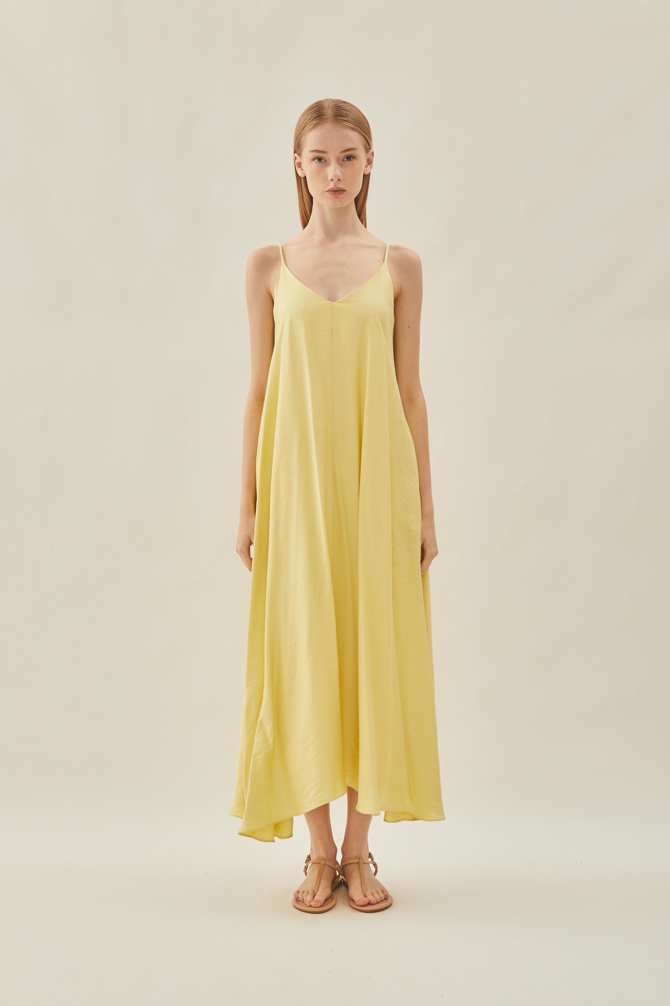 Flare Maxi Dress in Lemon