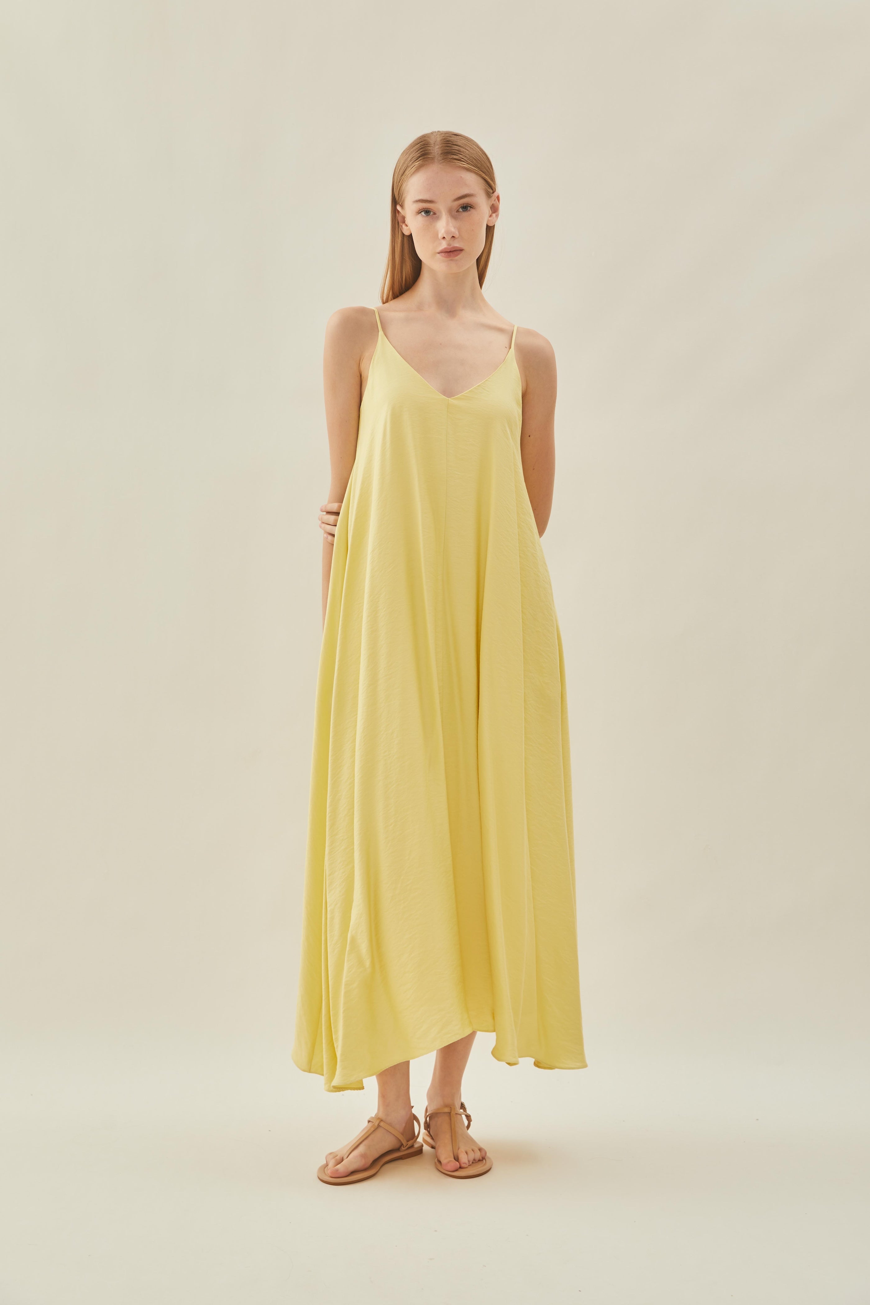 Flare Maxi Dress in Lemon