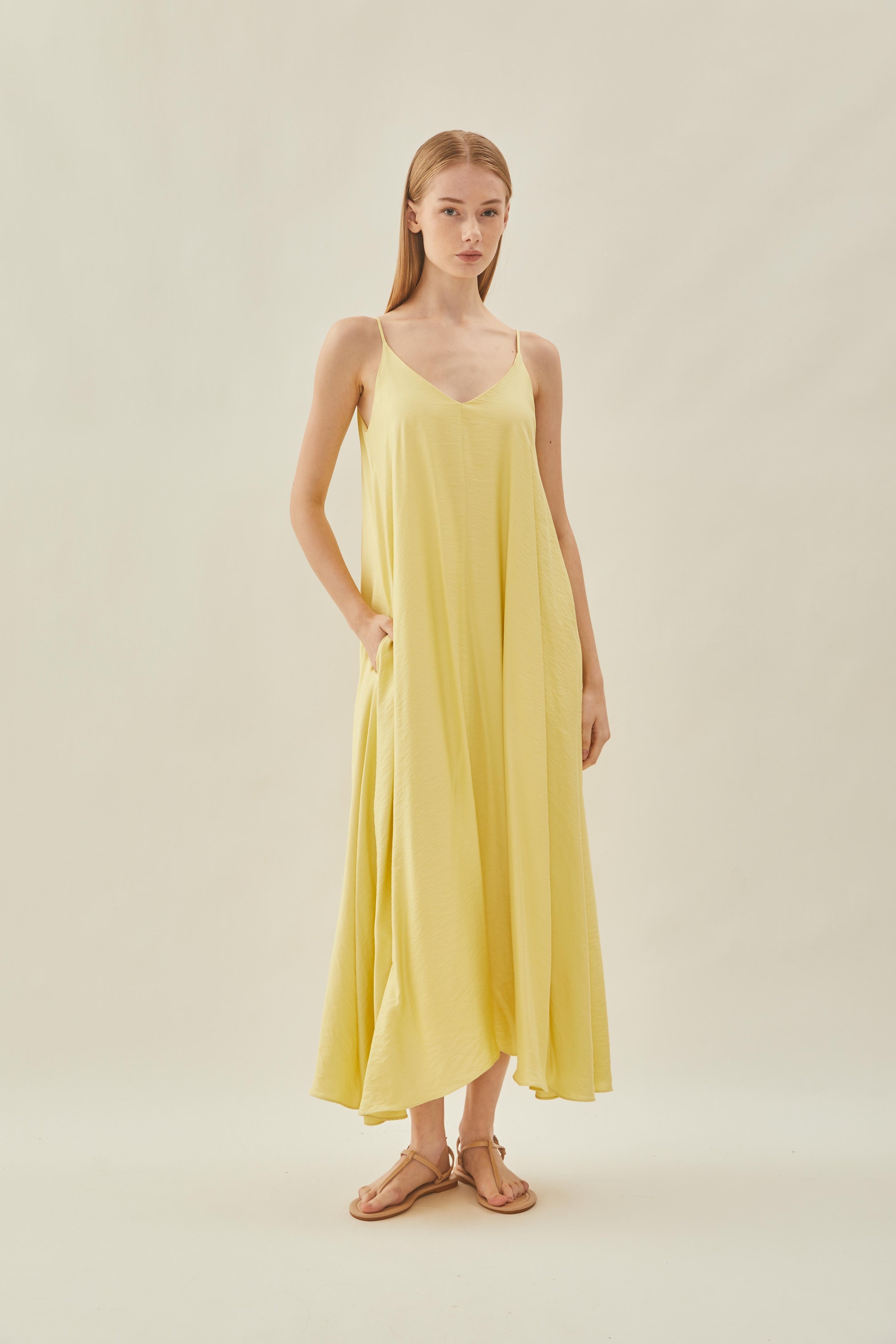 Flare Maxi Dress in Lemon