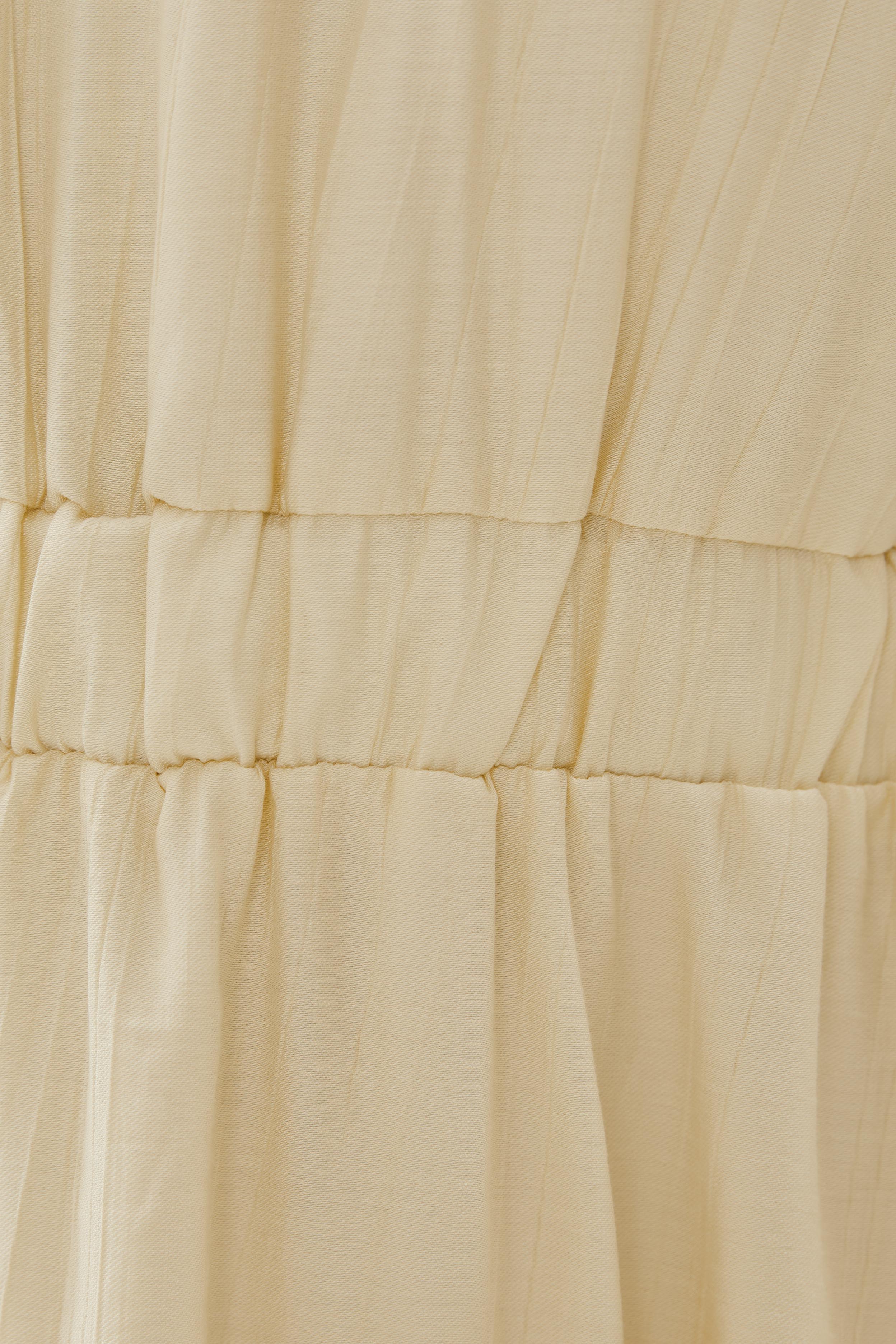 Textured Gathered Waist Dress in Ecru