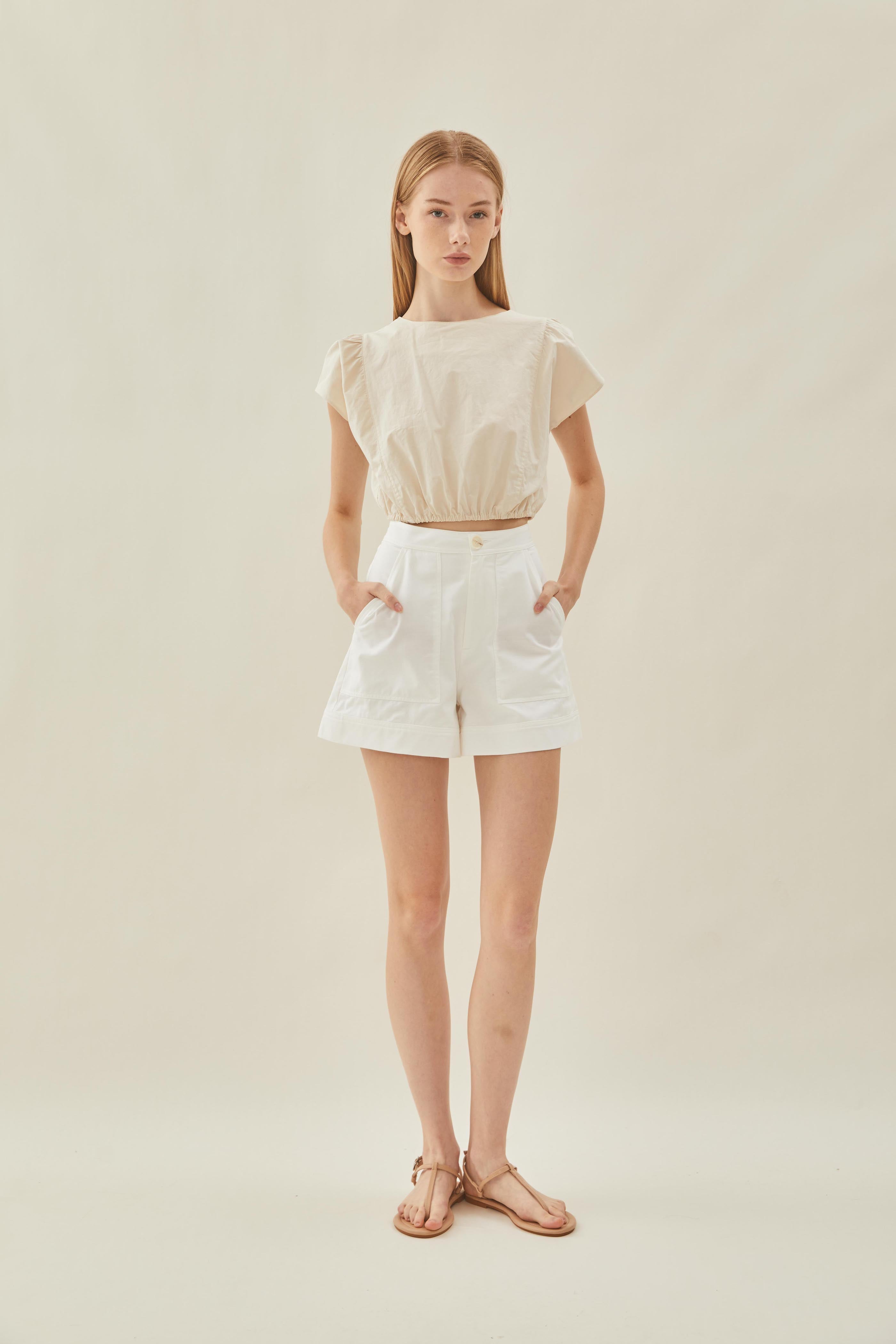 Cotton Flared Shorts in White