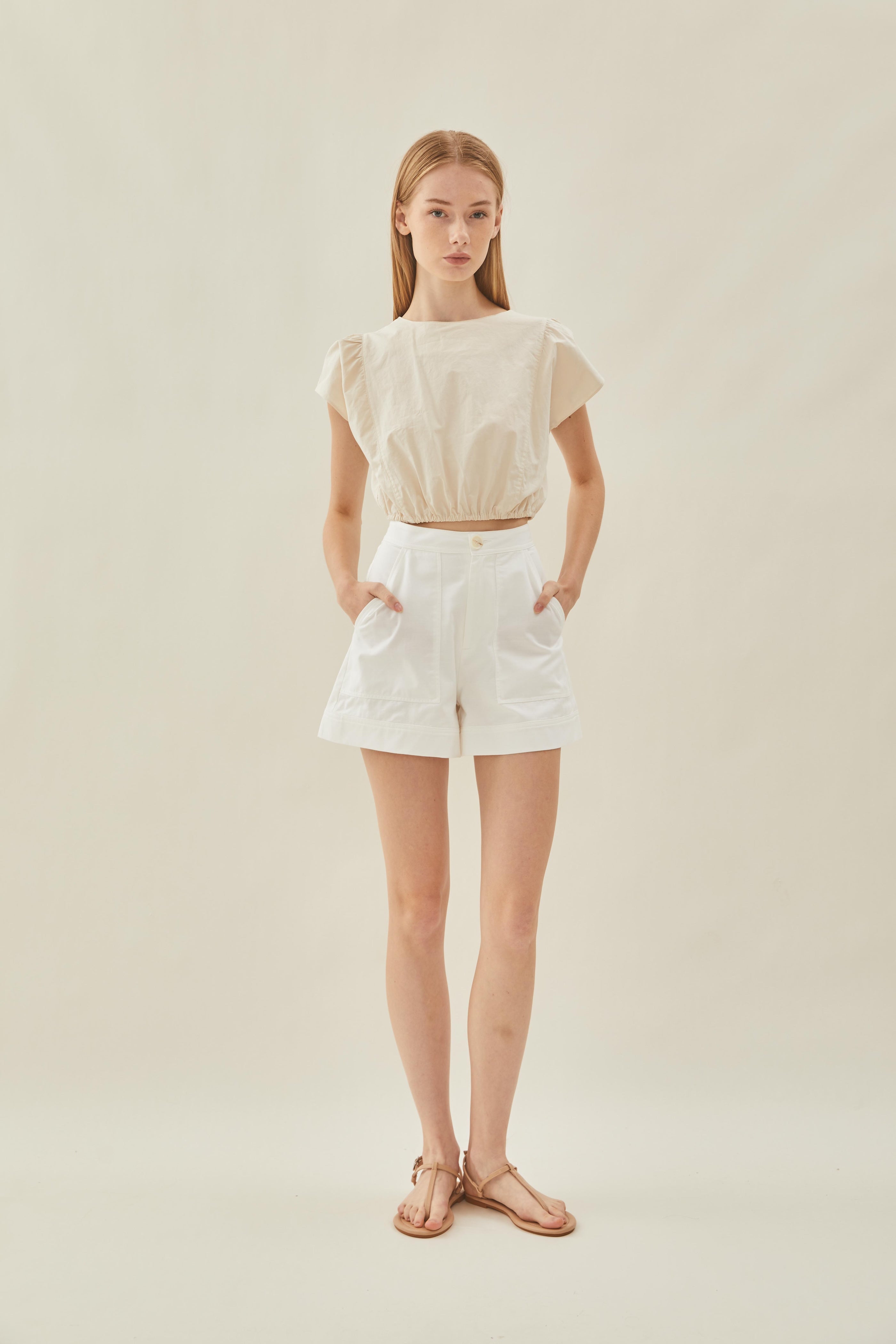 Cotton Flared Shorts in White