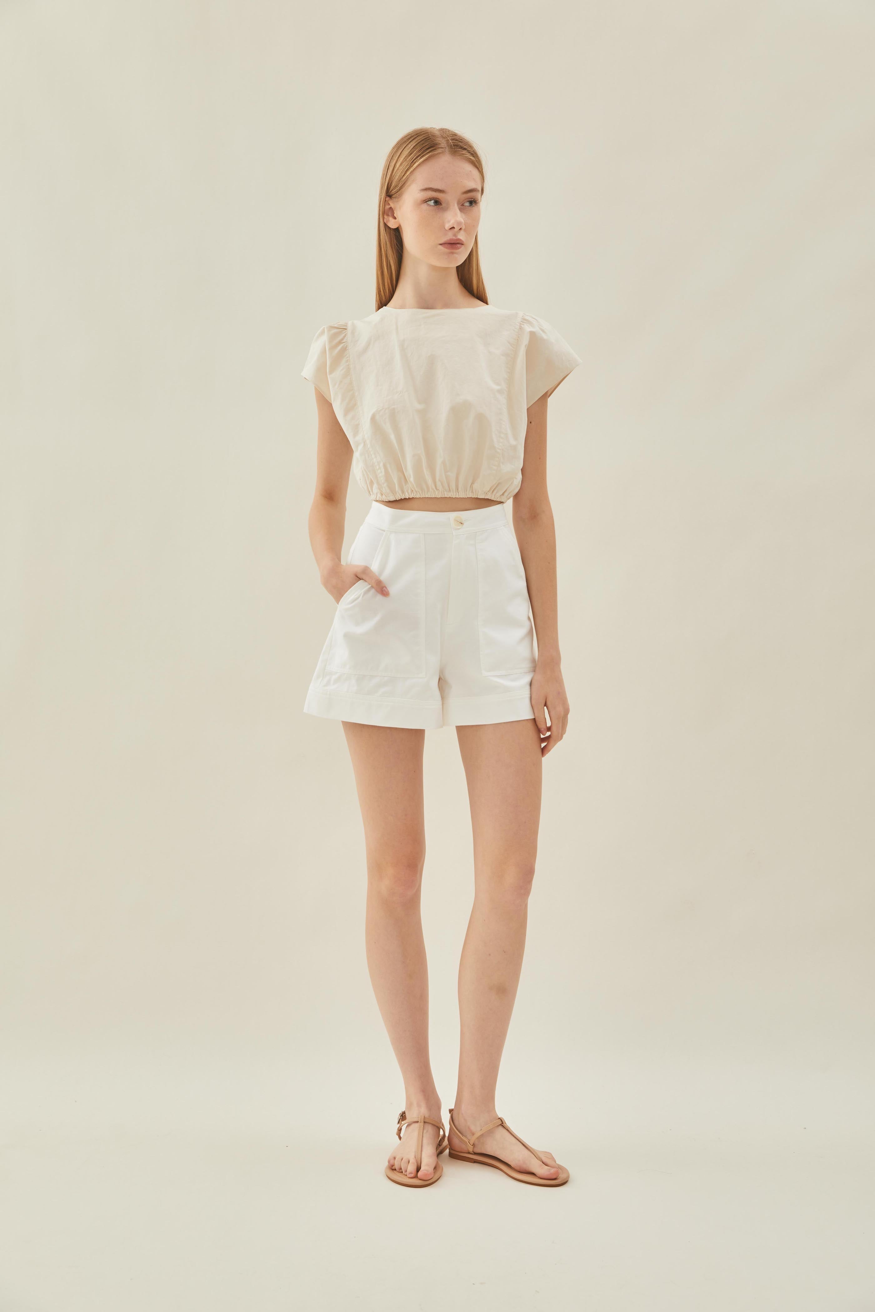 Cotton Flared Shorts in White