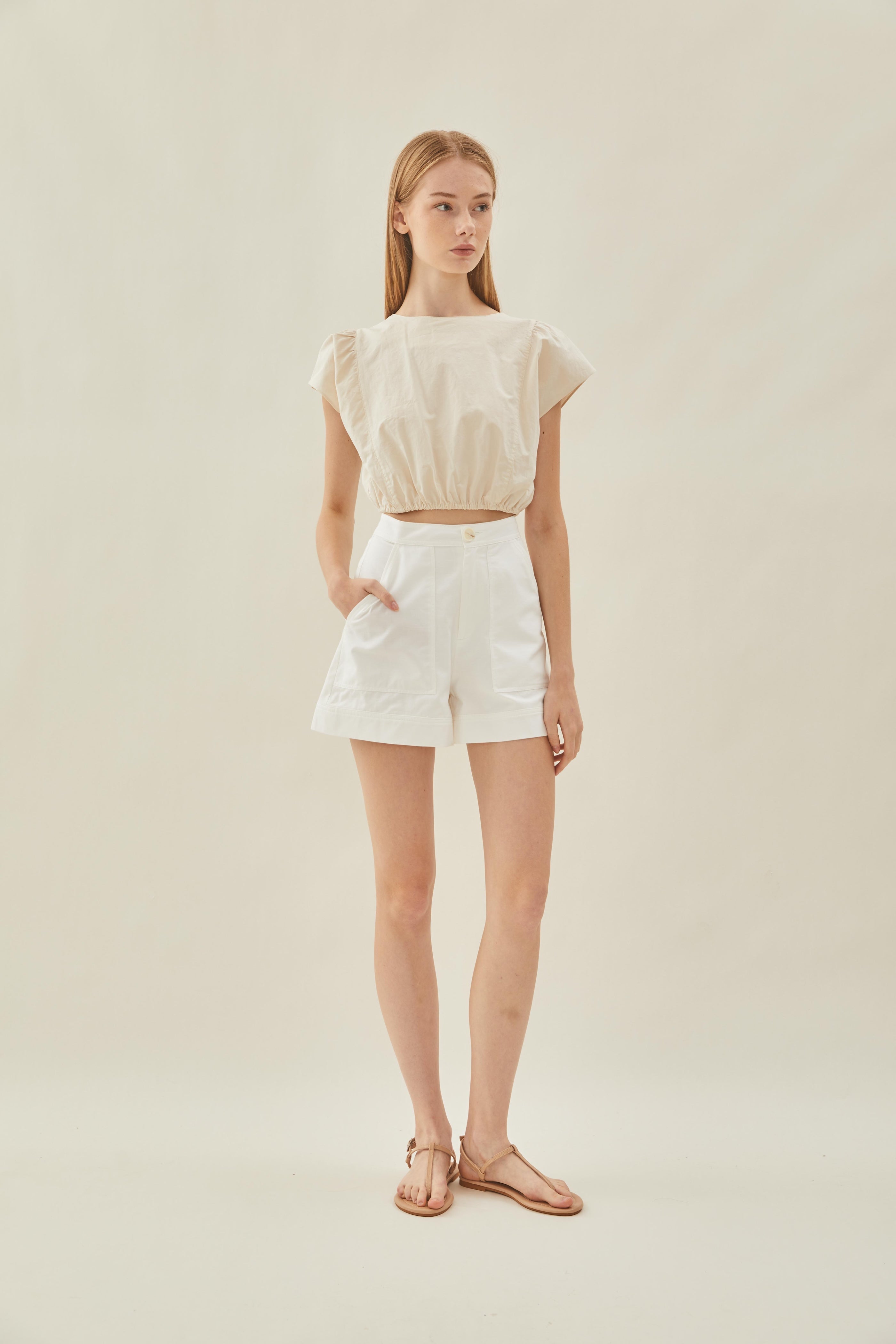 Cotton Flared Shorts in White
