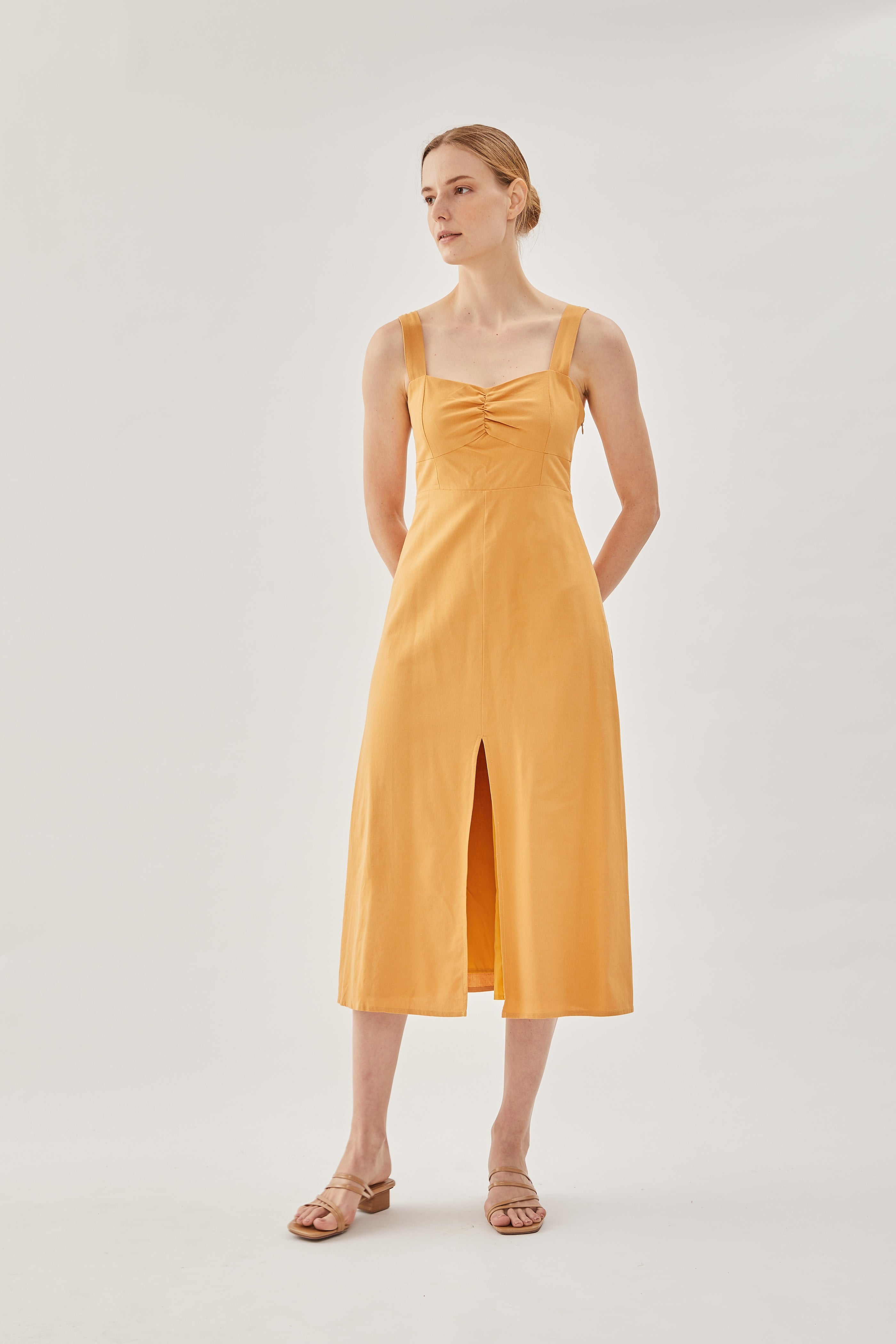 Linen Midi Dress in Sunset