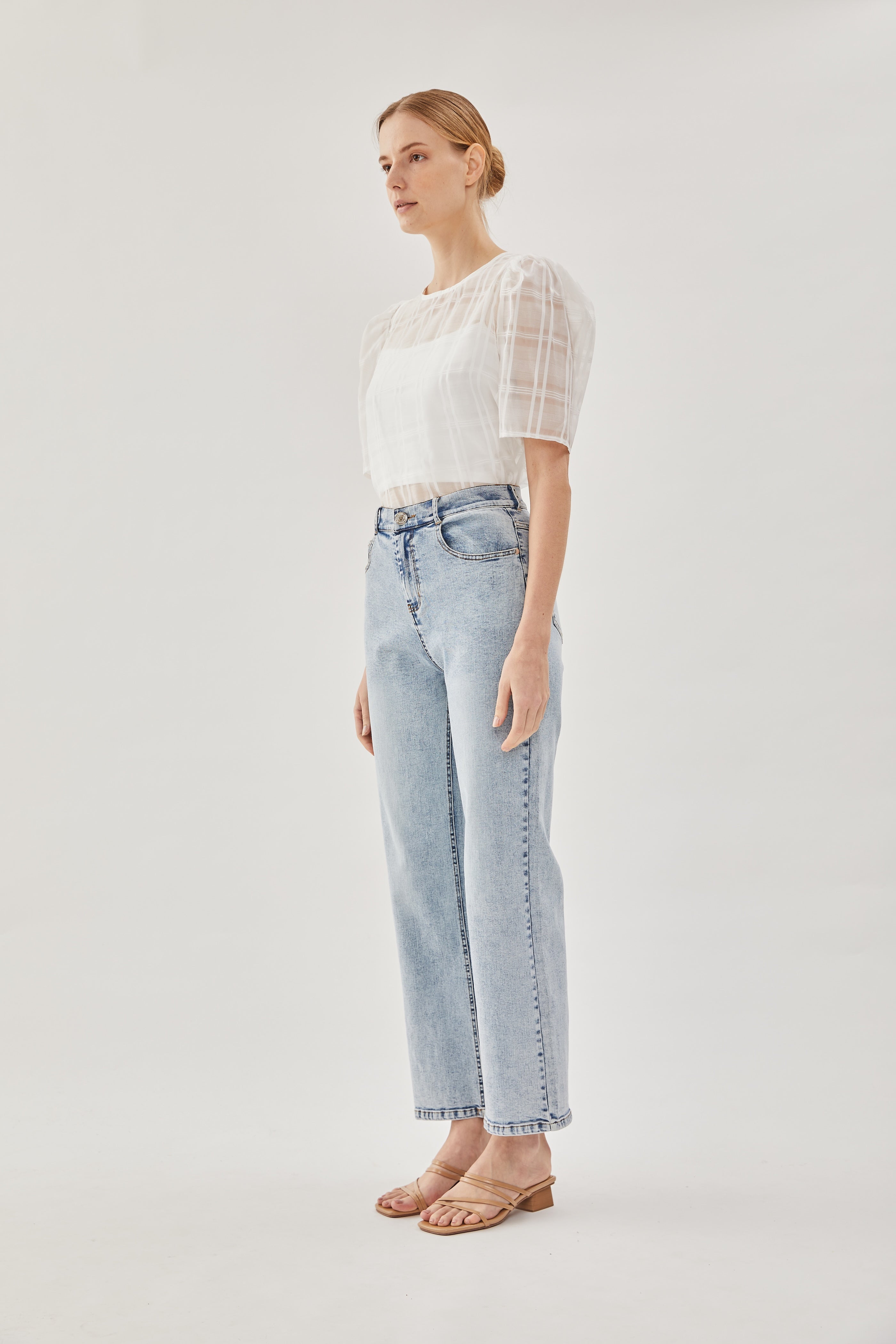Checkered Crepe Top