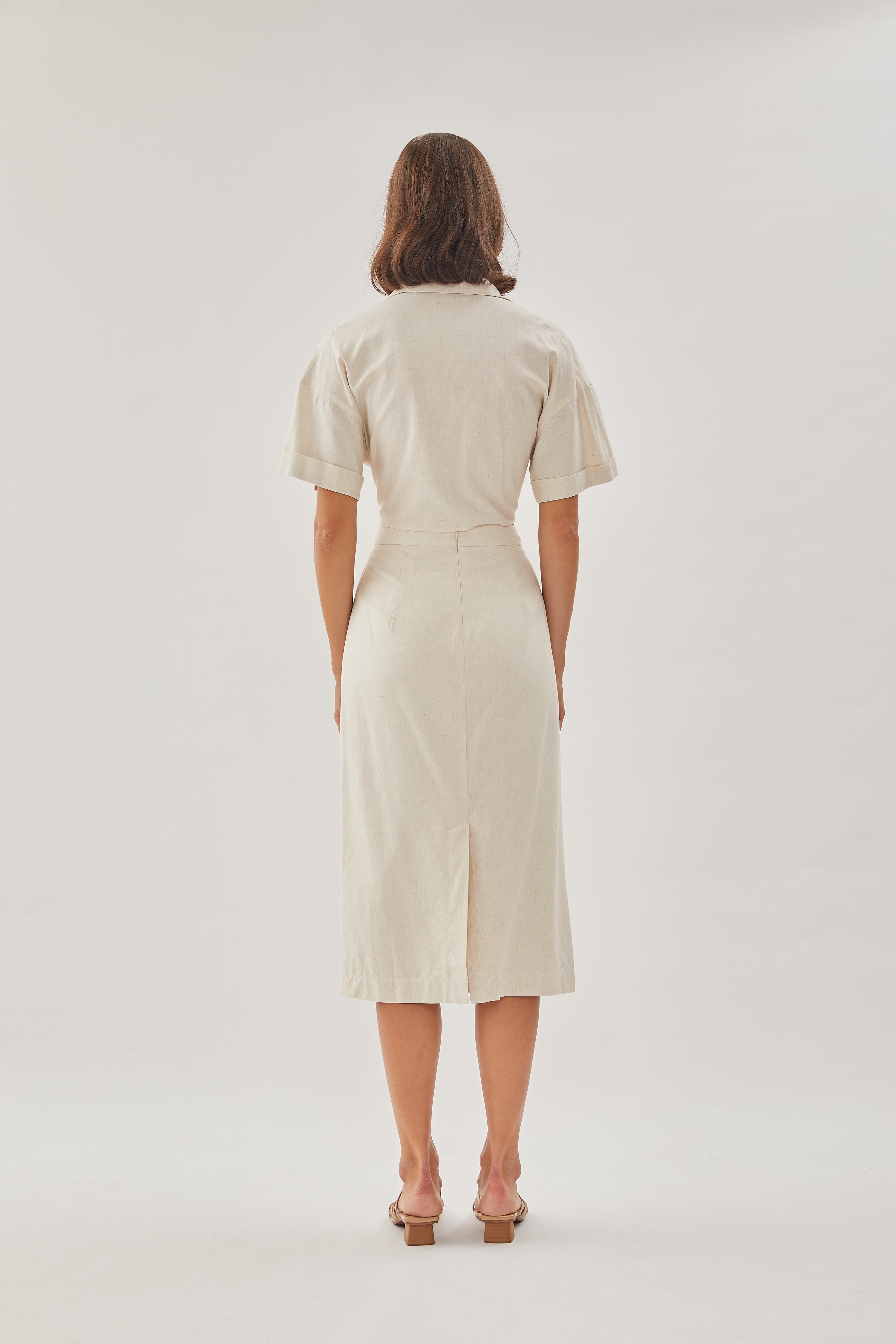 Linen Straight Skirt in Natural