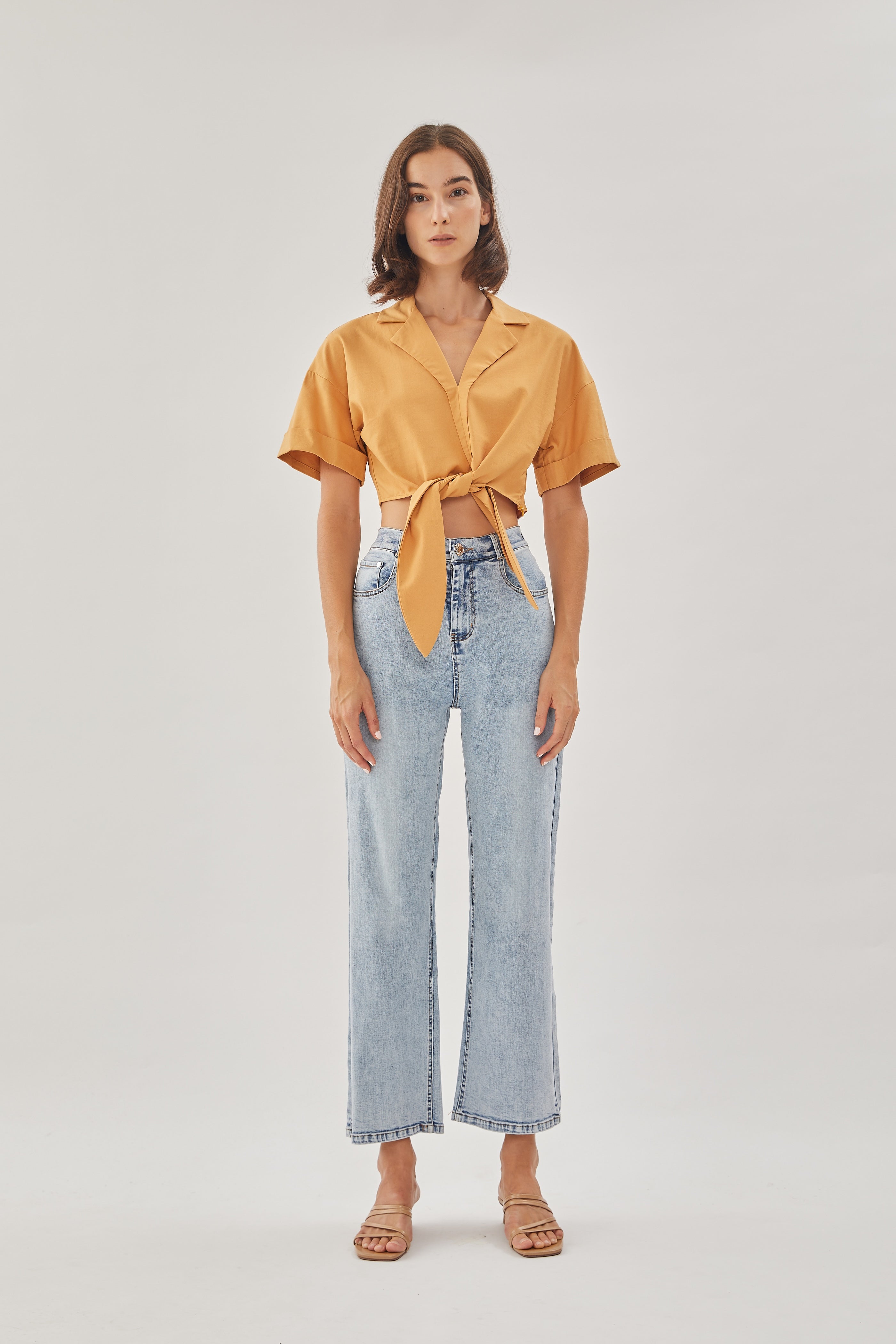 Linen Knotted Shirt in Sunset