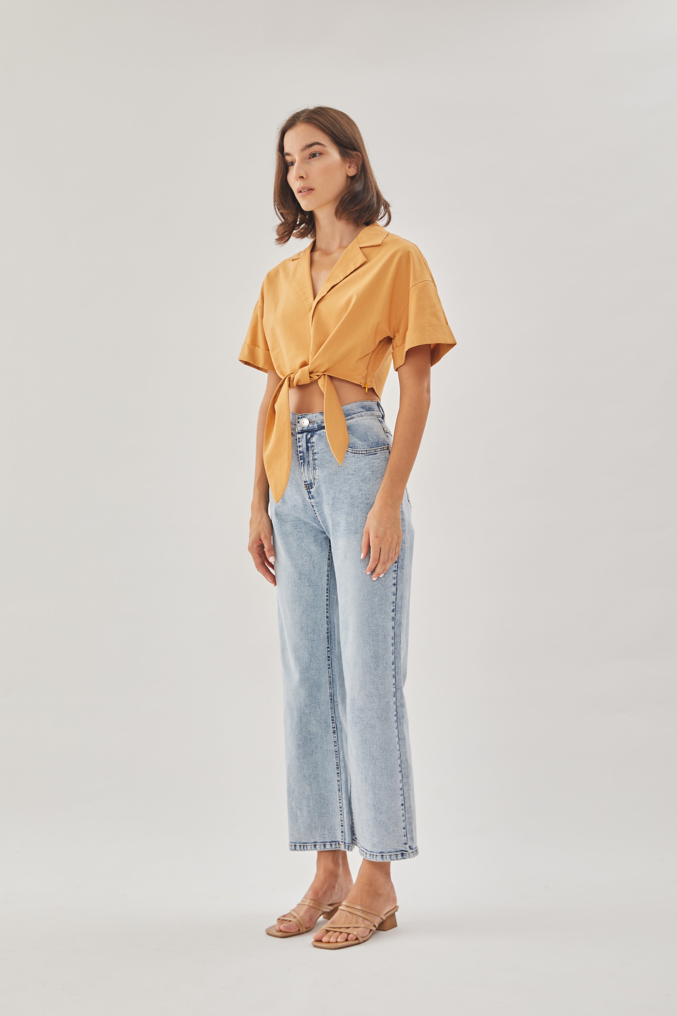 Linen Knotted Shirt in Sunset