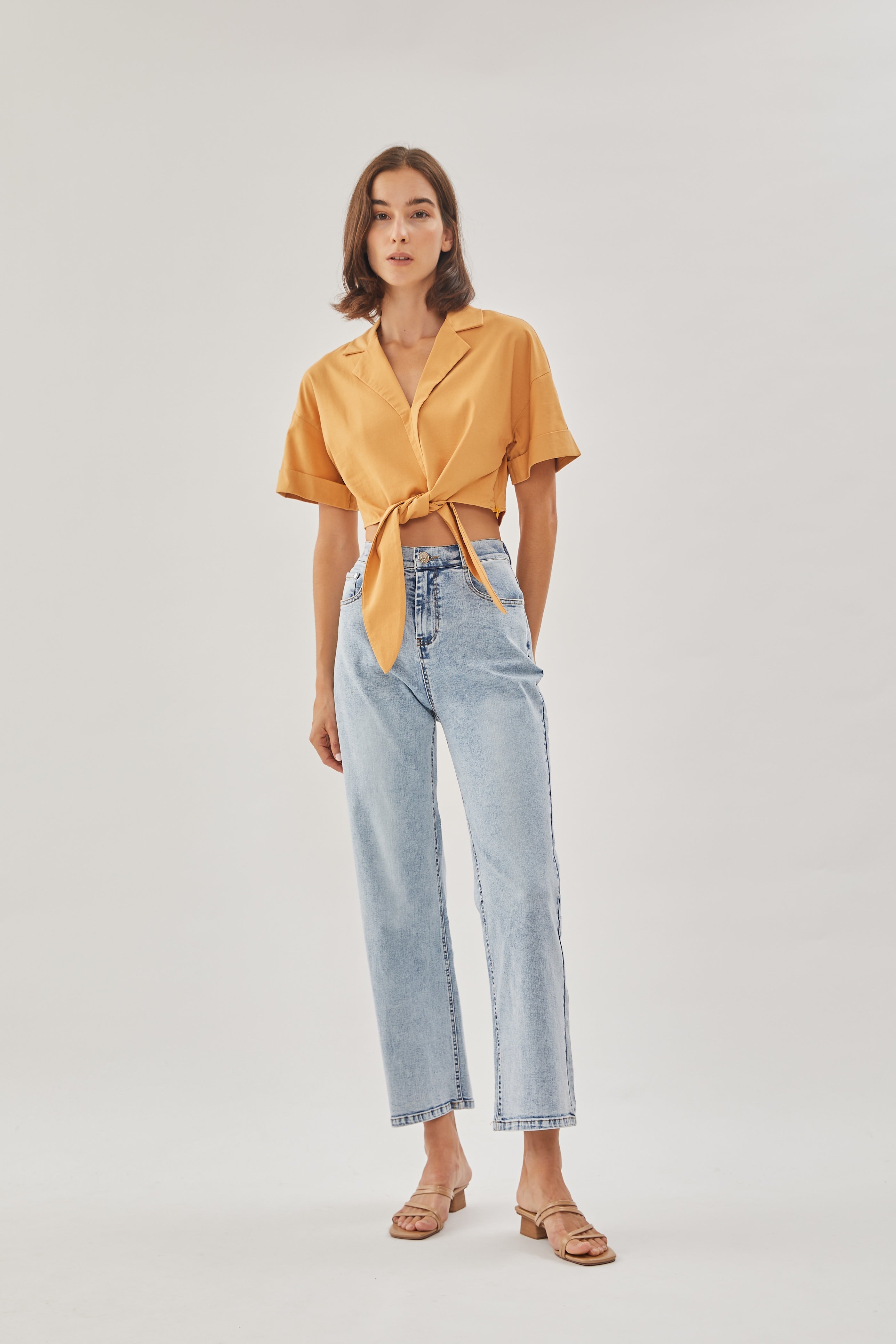 Linen Knotted Shirt in Sunset