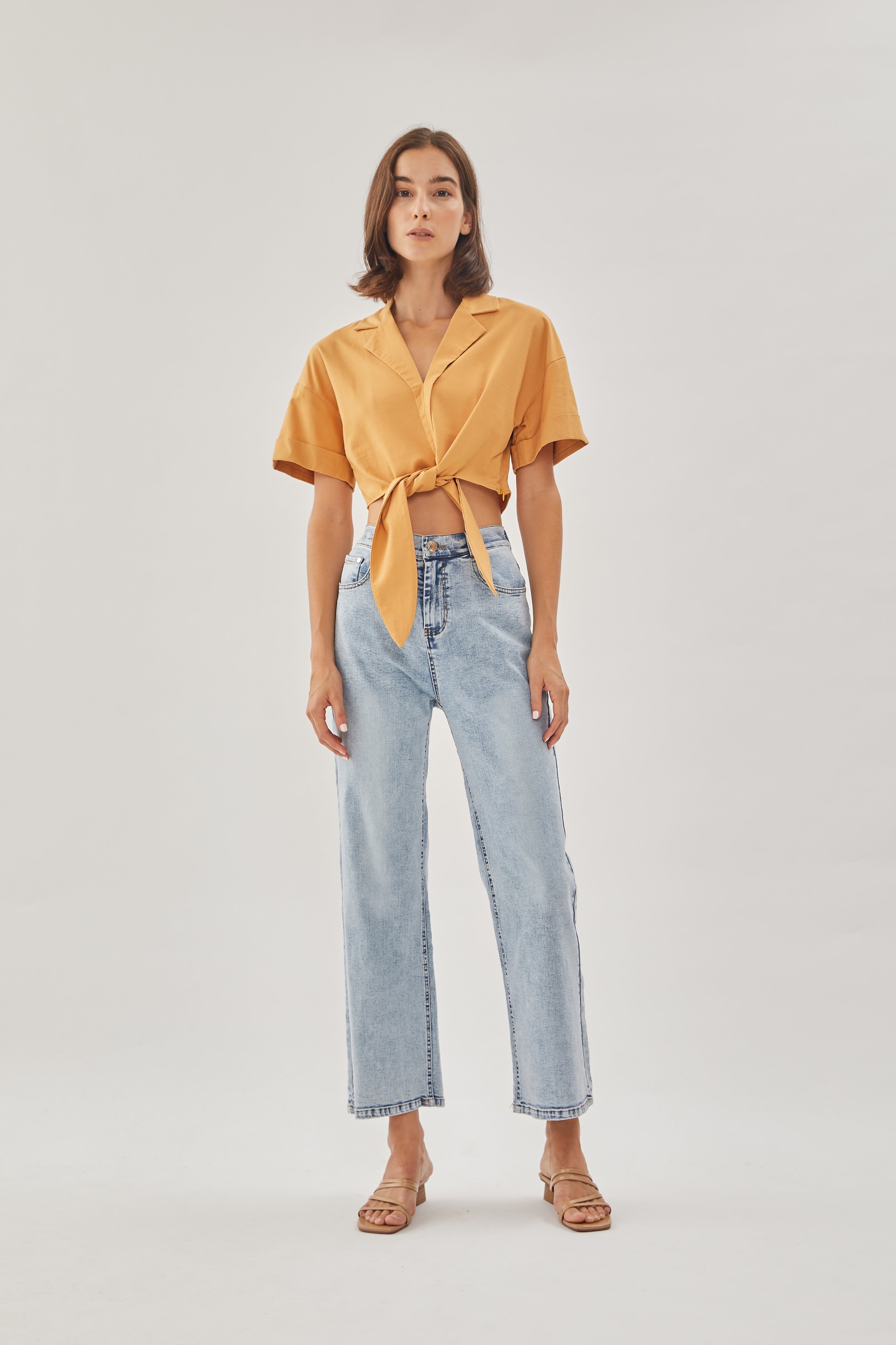 Linen Knotted Shirt in Sunset