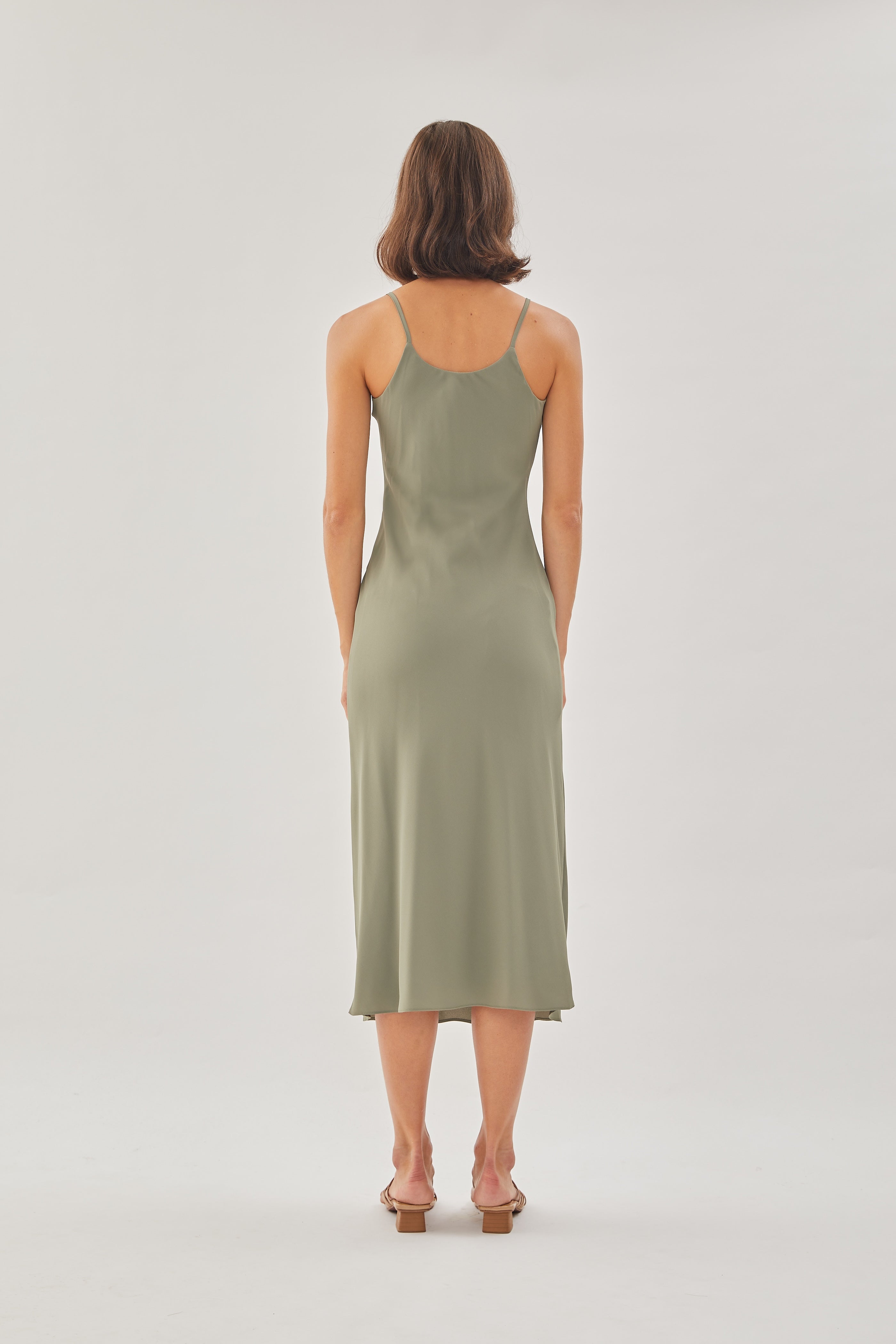 V Neck Slip Dress in Sage