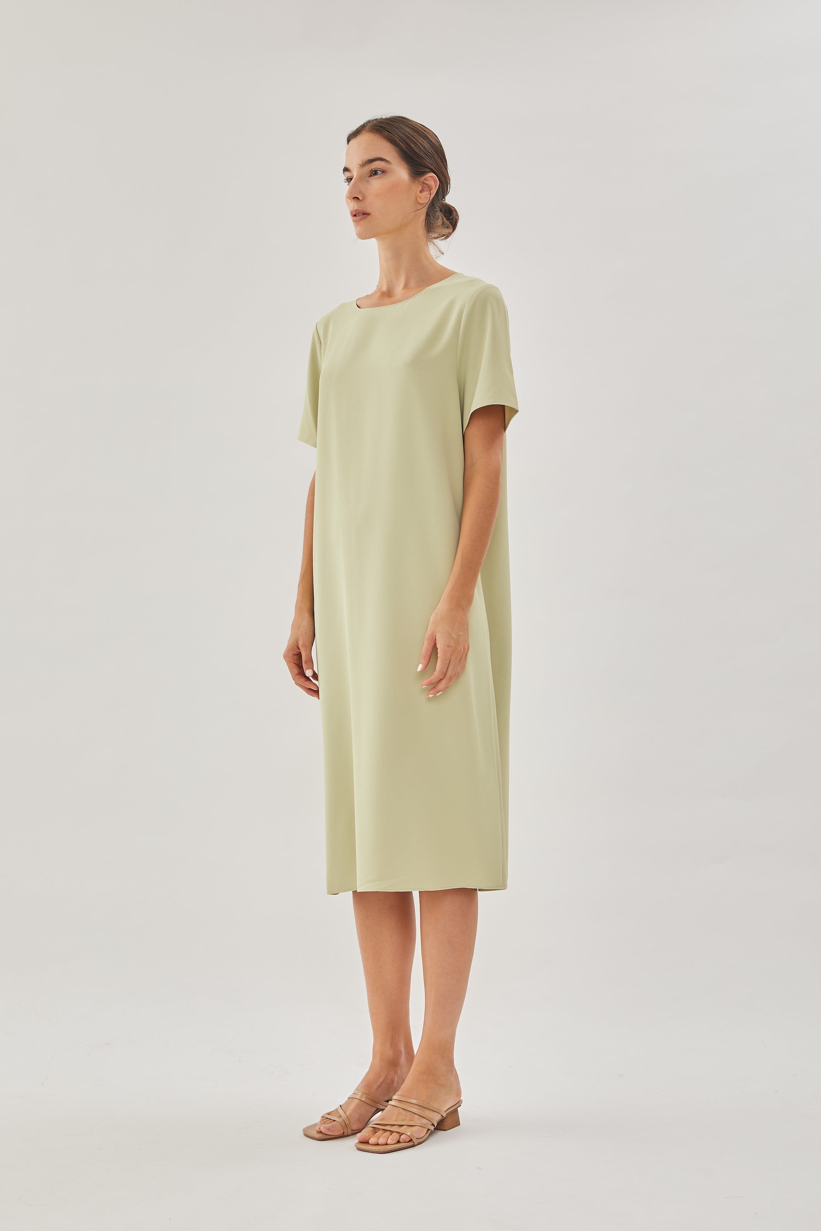 Midi Shift Dress in Soft Green