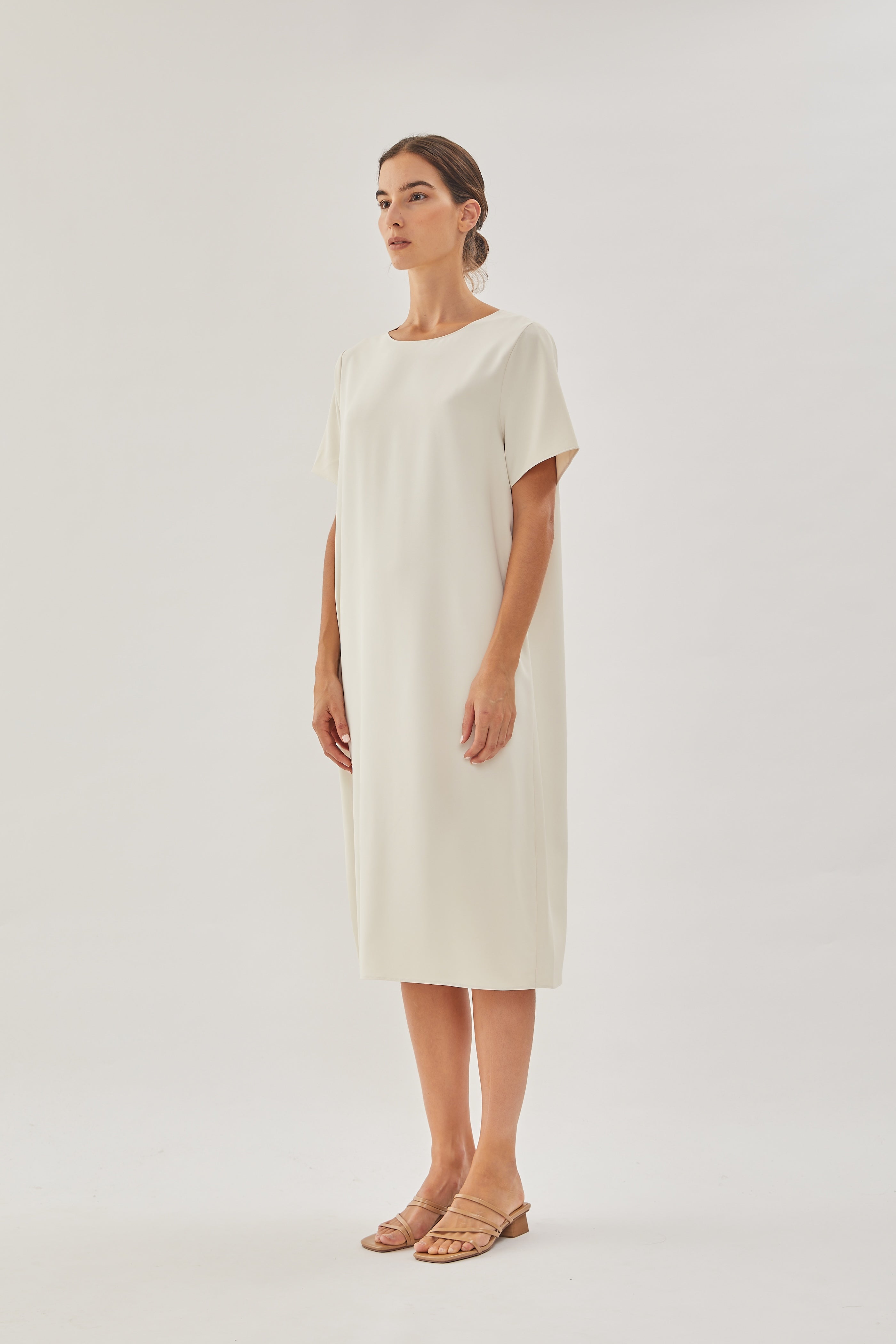 Midi Shift Dress in Cream