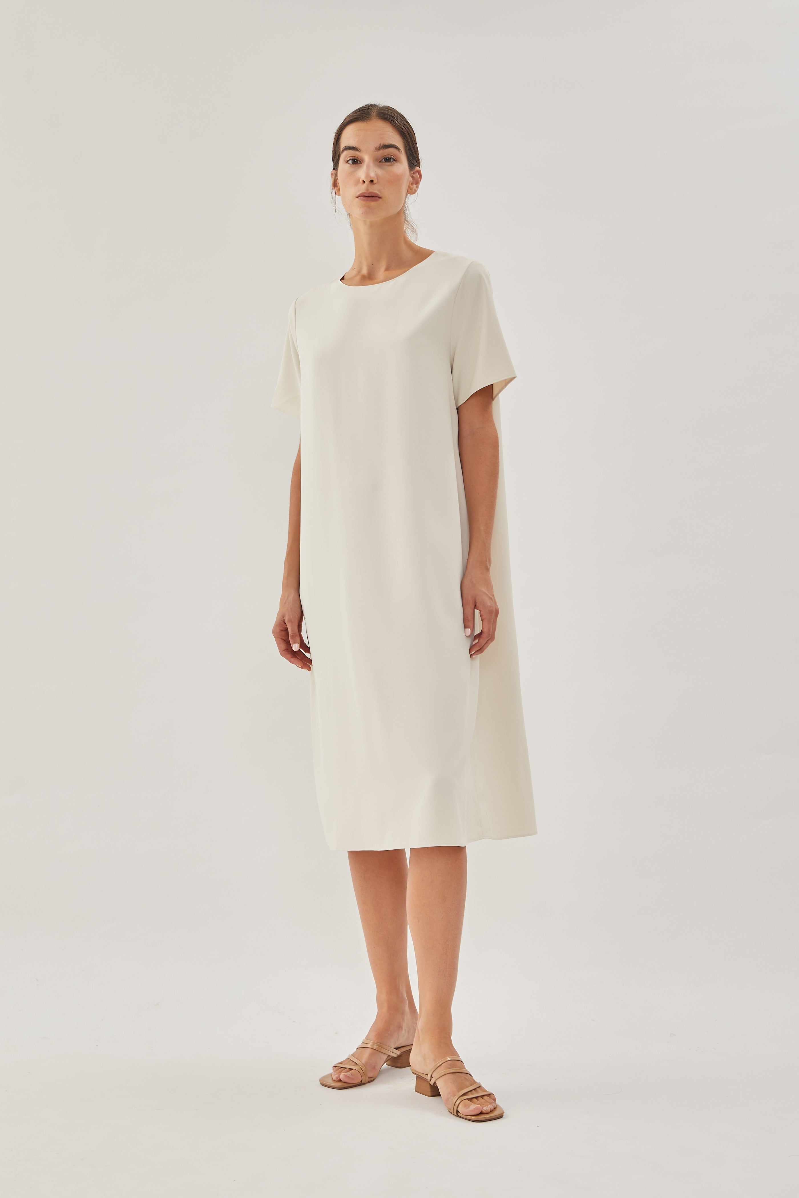 Midi Shift Dress in Cream