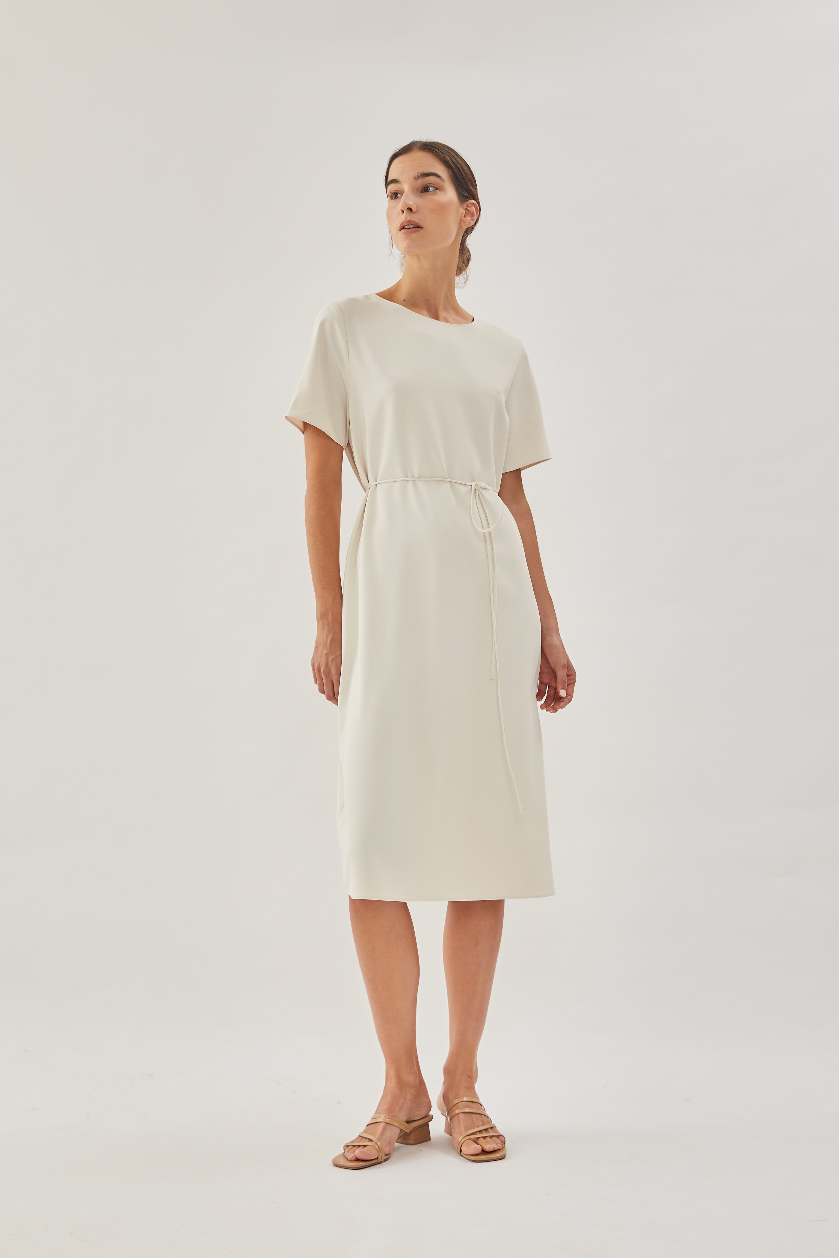 Midi Shift Dress in Cream