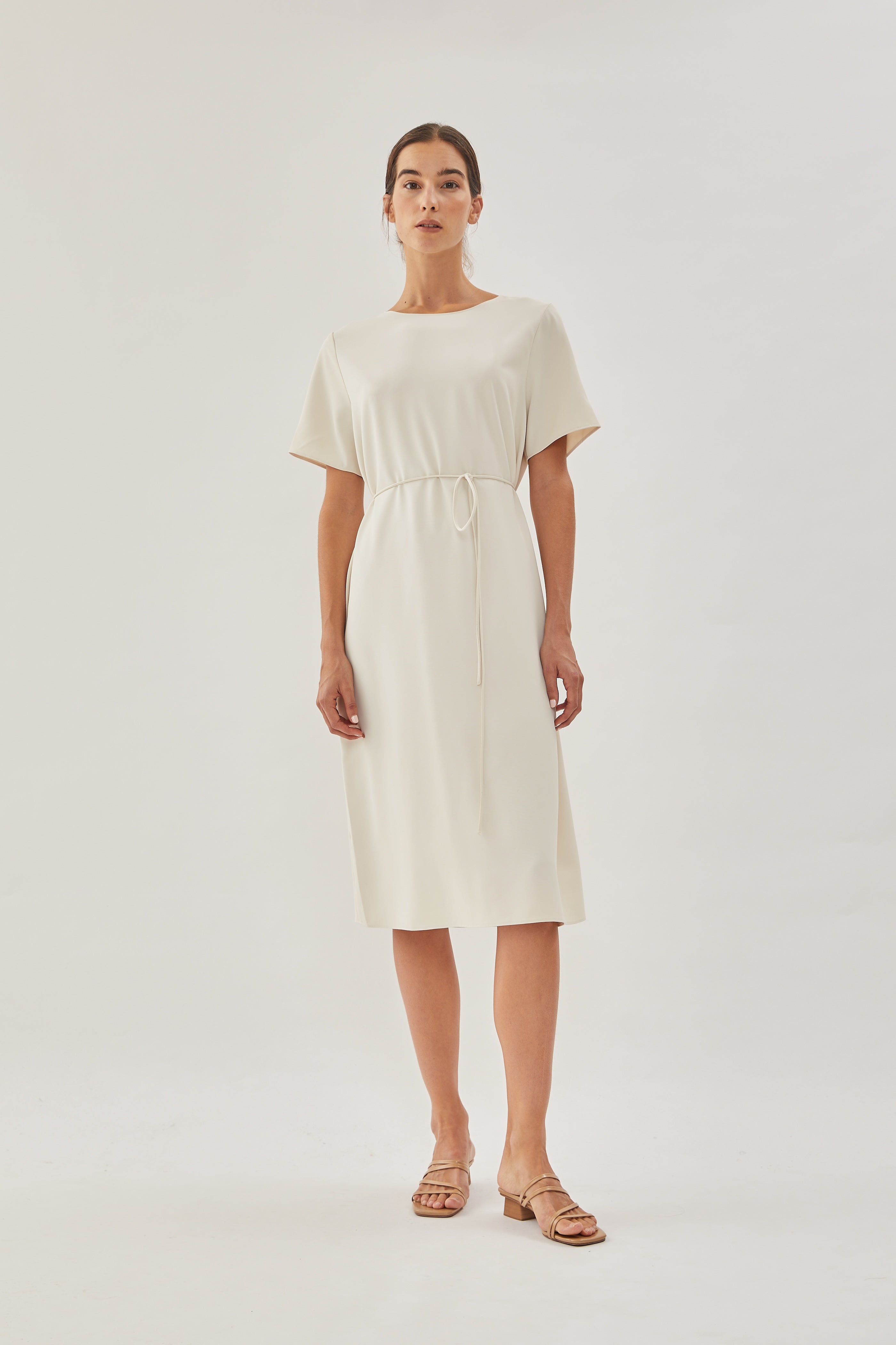 Midi Shift Dress in Cream