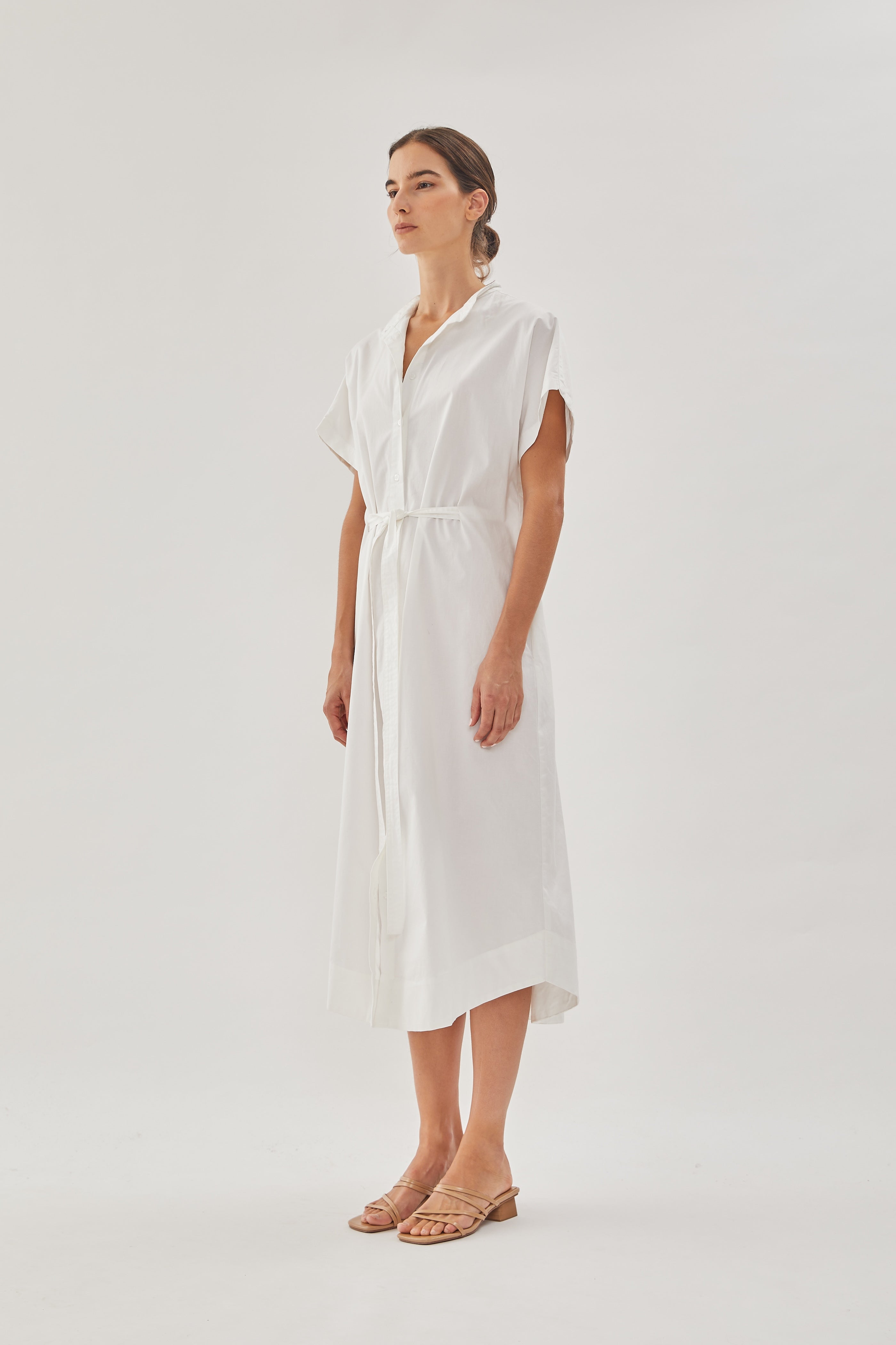 Cotton Shirt Dress in White