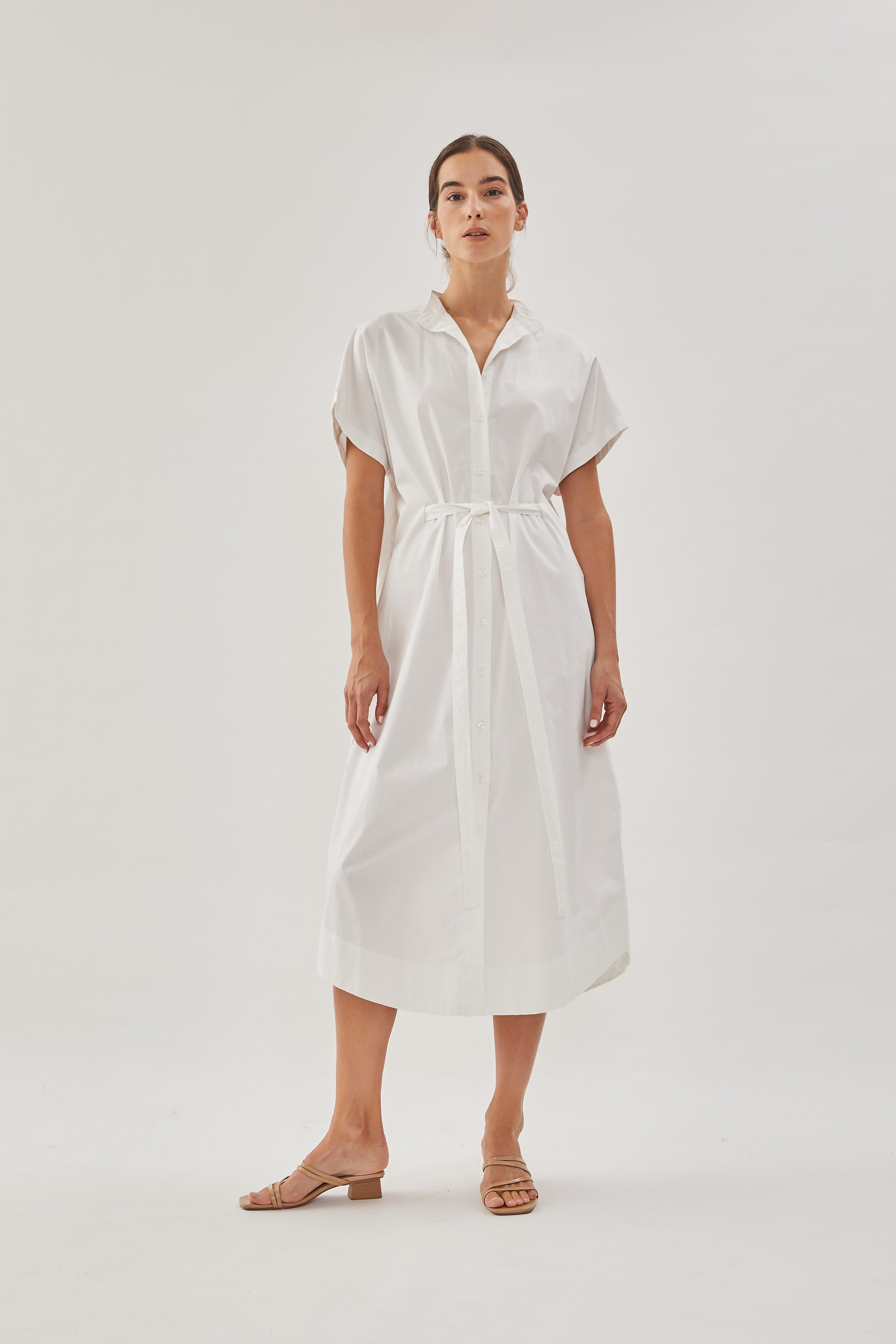 Cotton Shirt Dress in White
