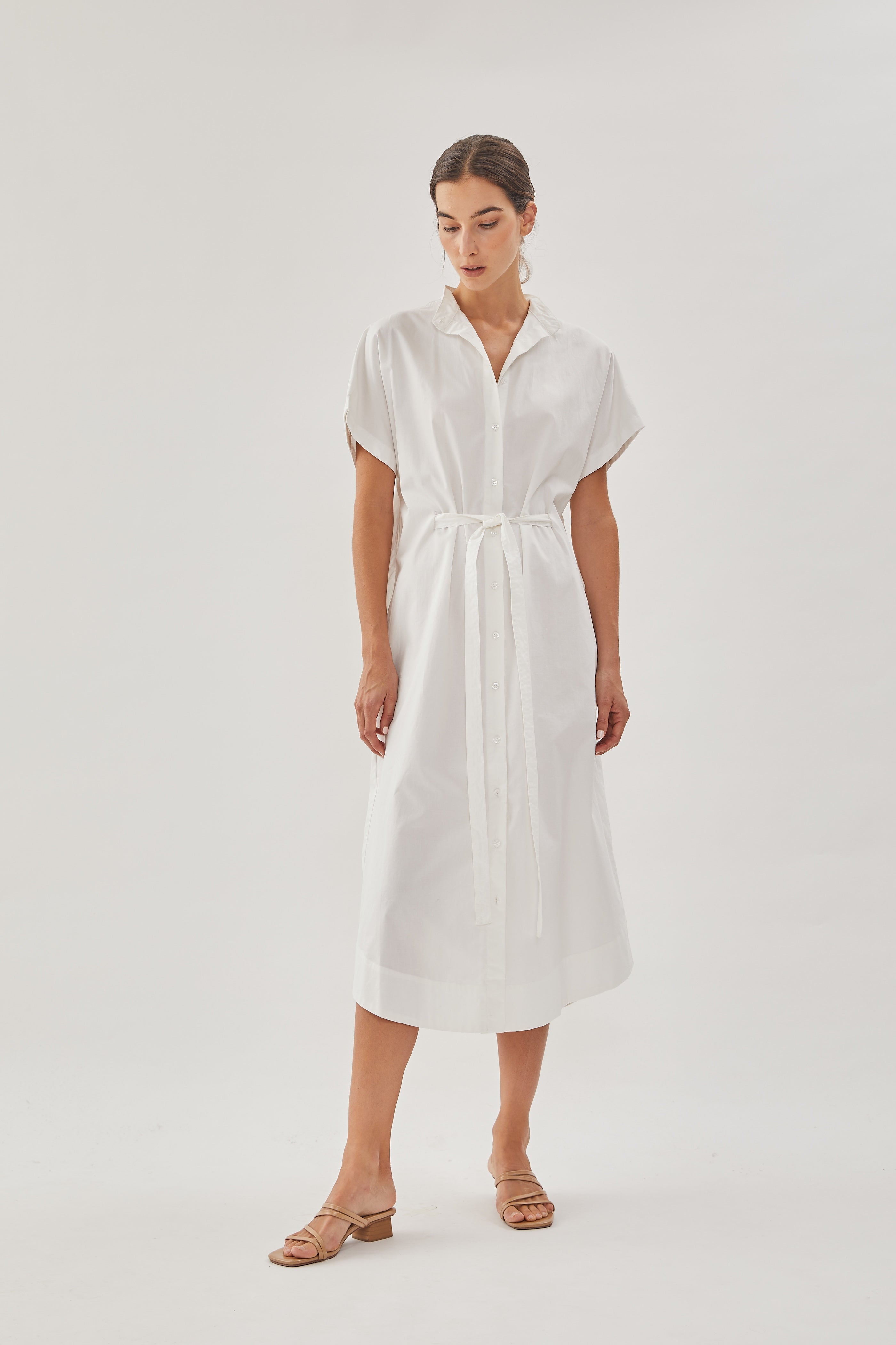 Cotton Shirt Dress in White