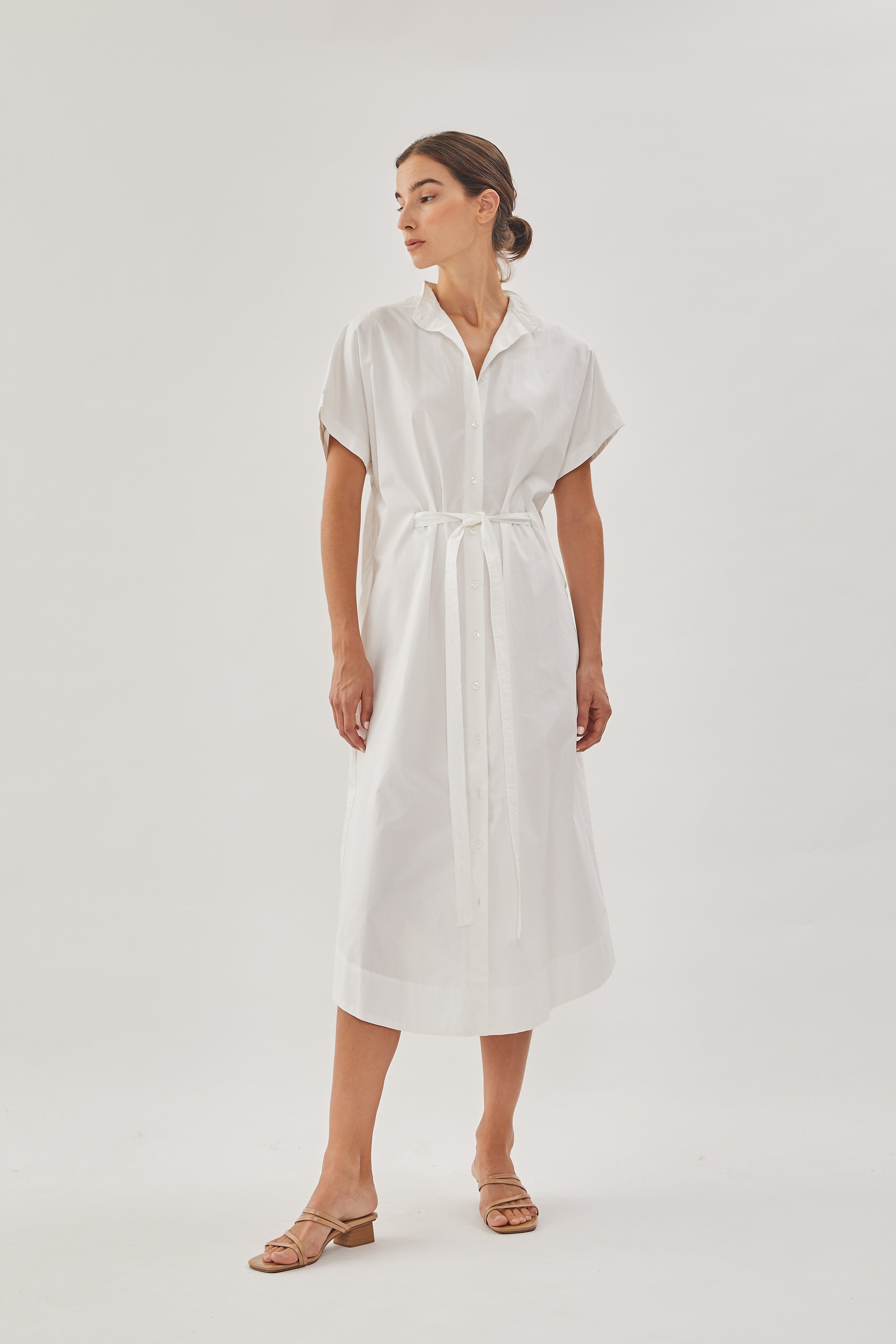 Cotton Shirt Dress in White