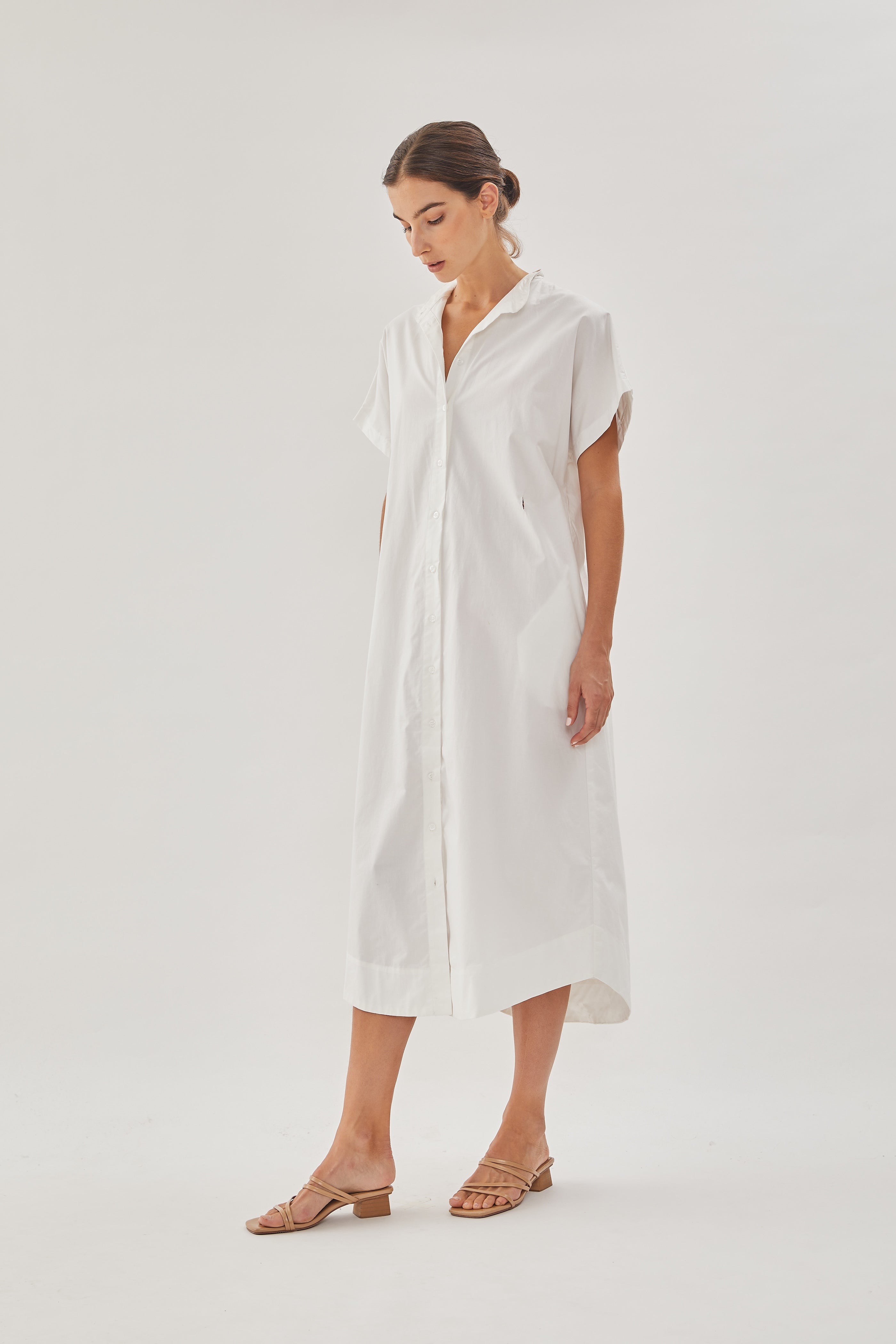 Cotton Shirt Dress in White