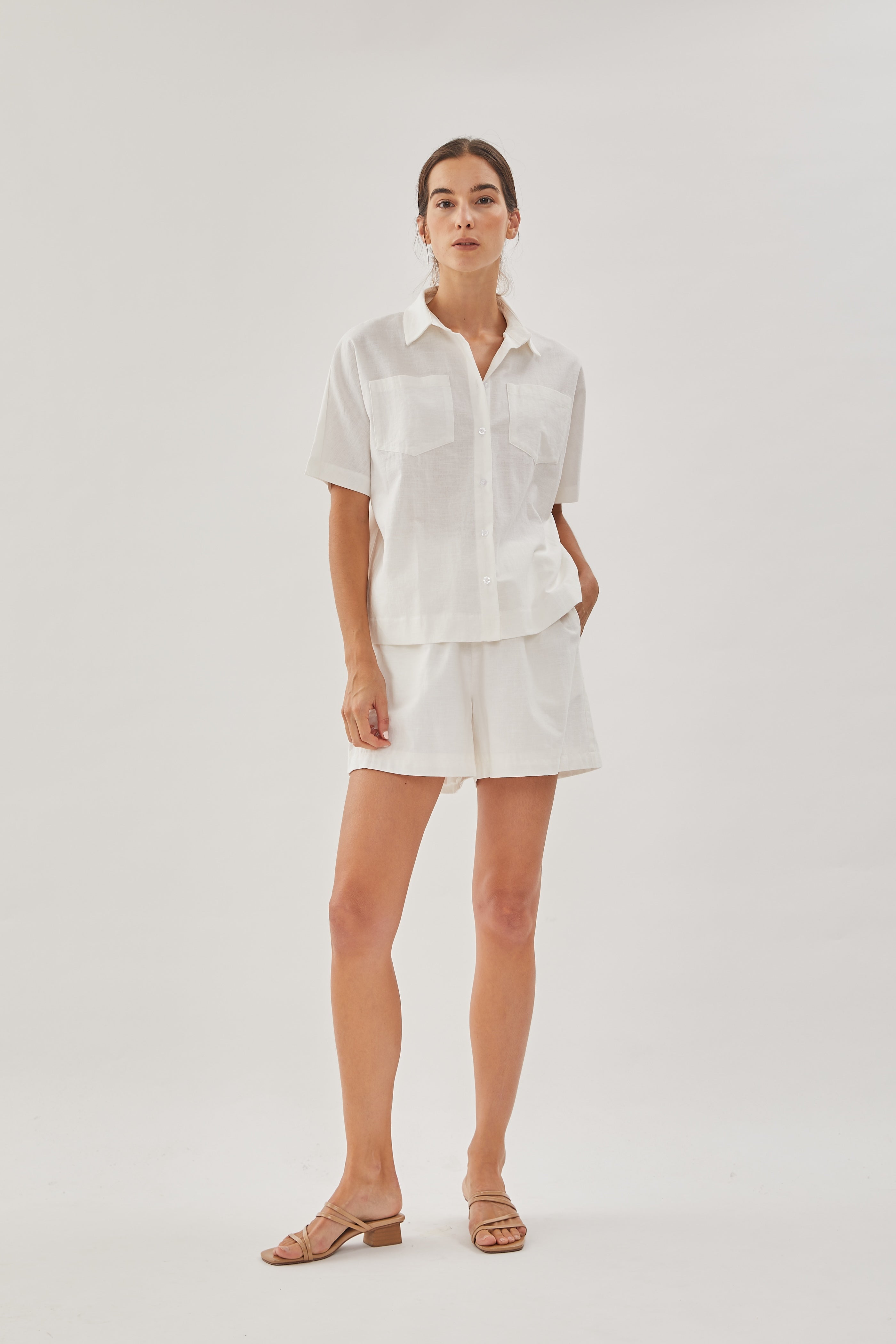 Linen Pocket Shirt in White