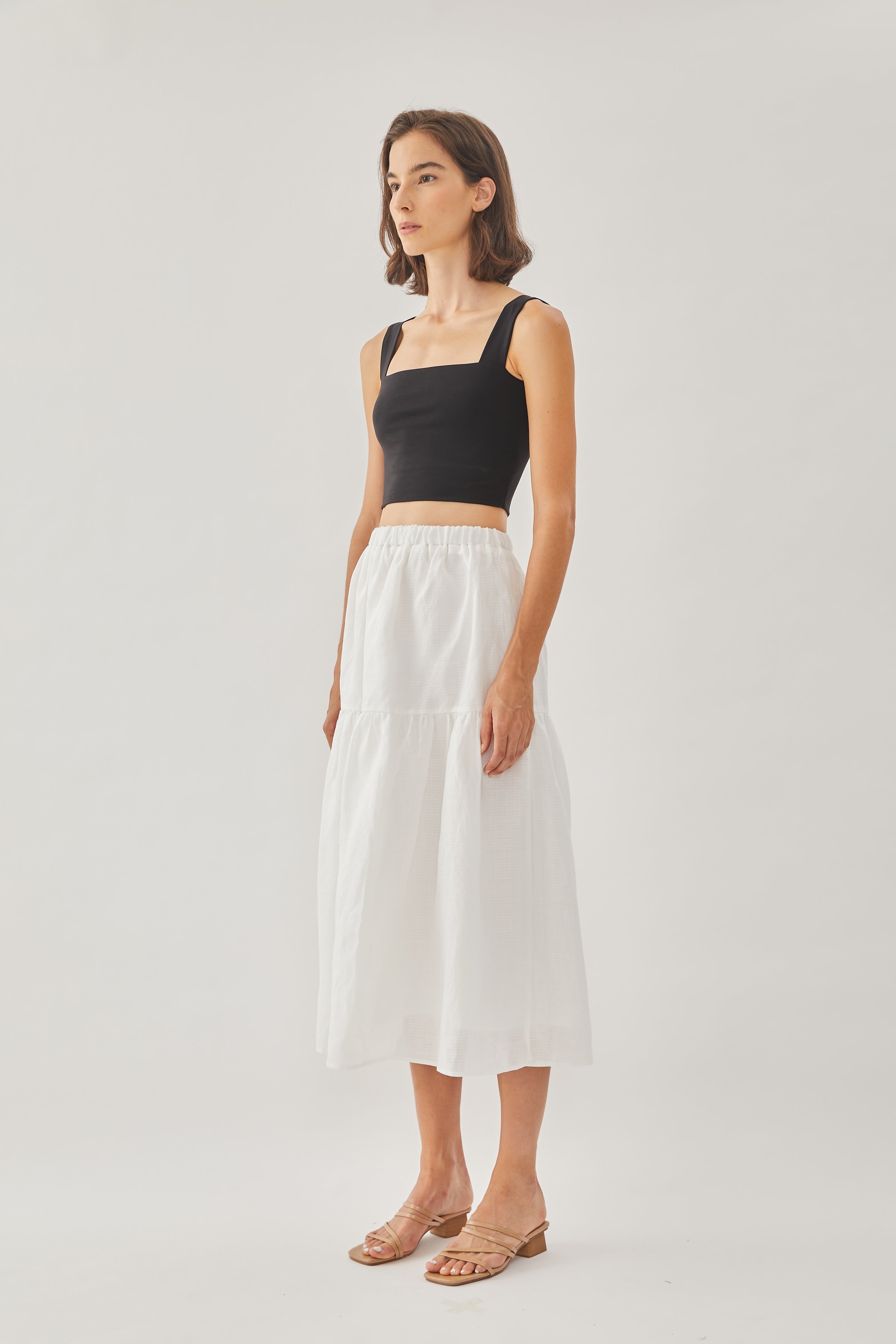 Tencel Midi Skirt in White