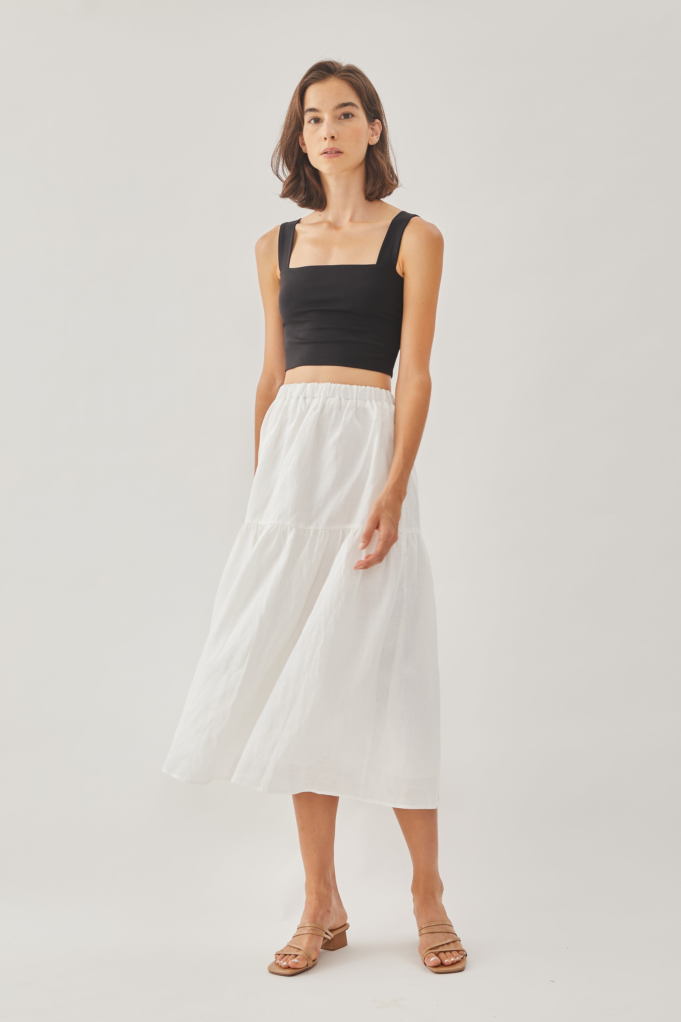 Tencel Midi Skirt in White