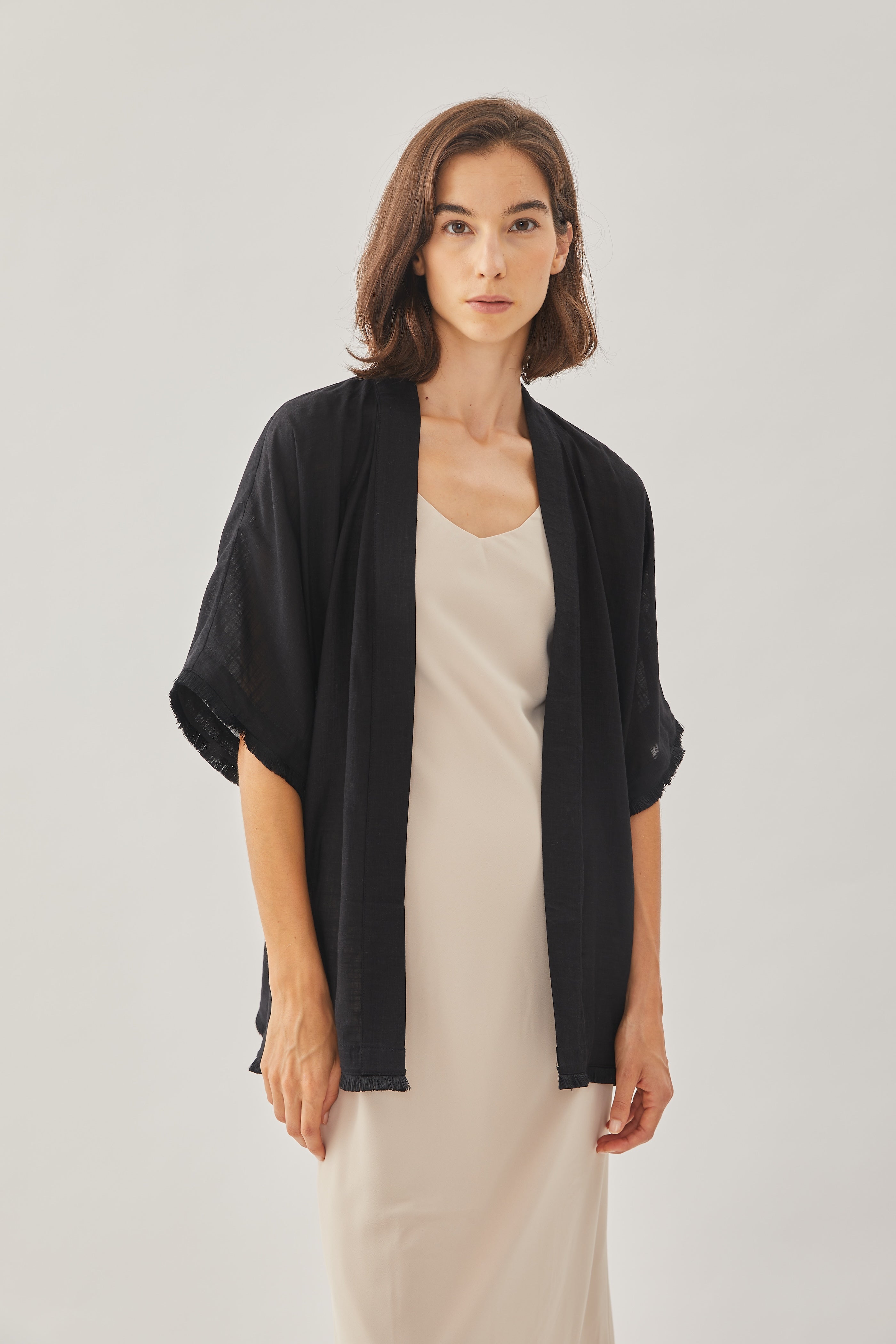 Cotton Kimono in Black (Sale)
