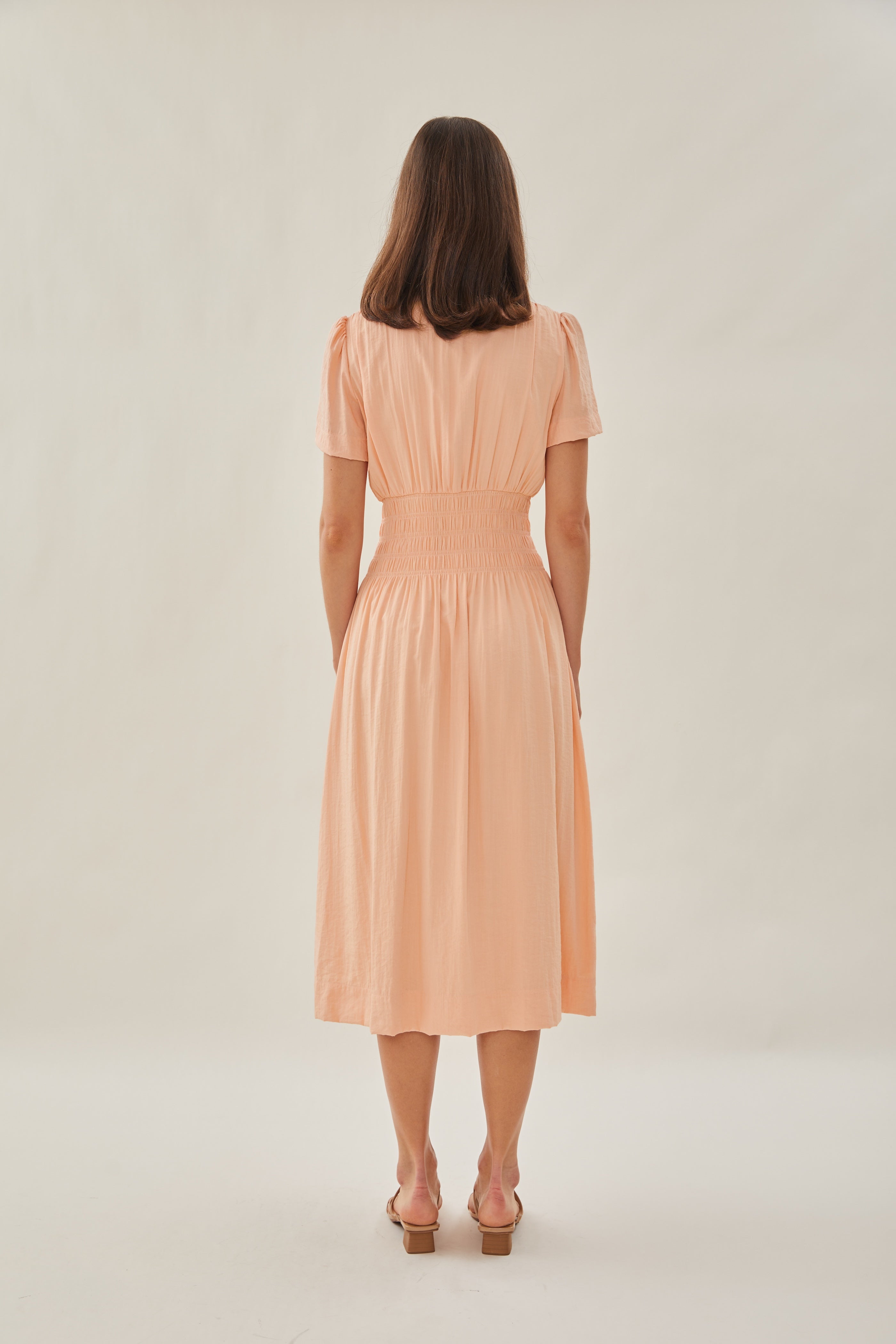 Shirred Shirt Dress in Dawn