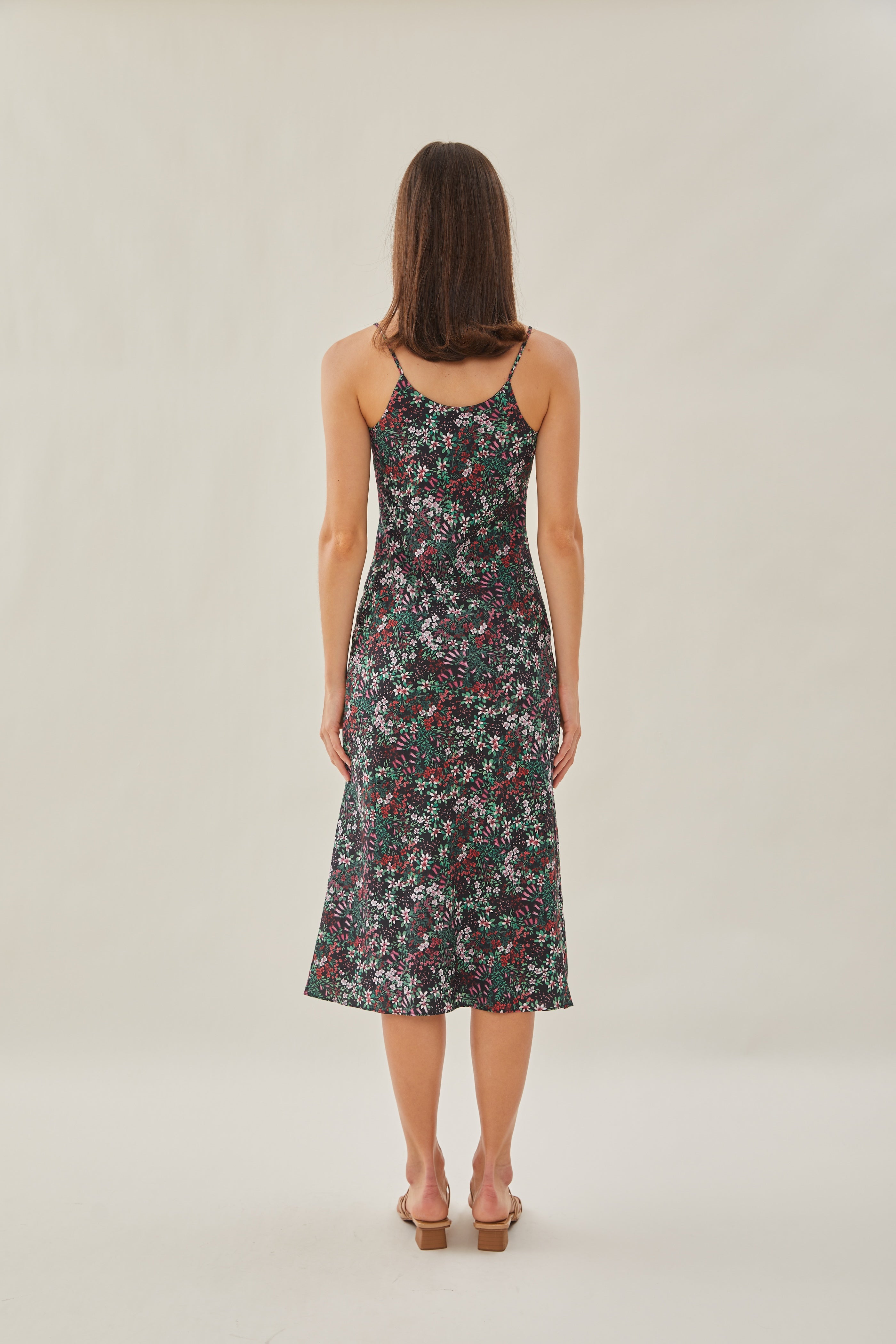 Cotton V Neck Slip Dress in Wild