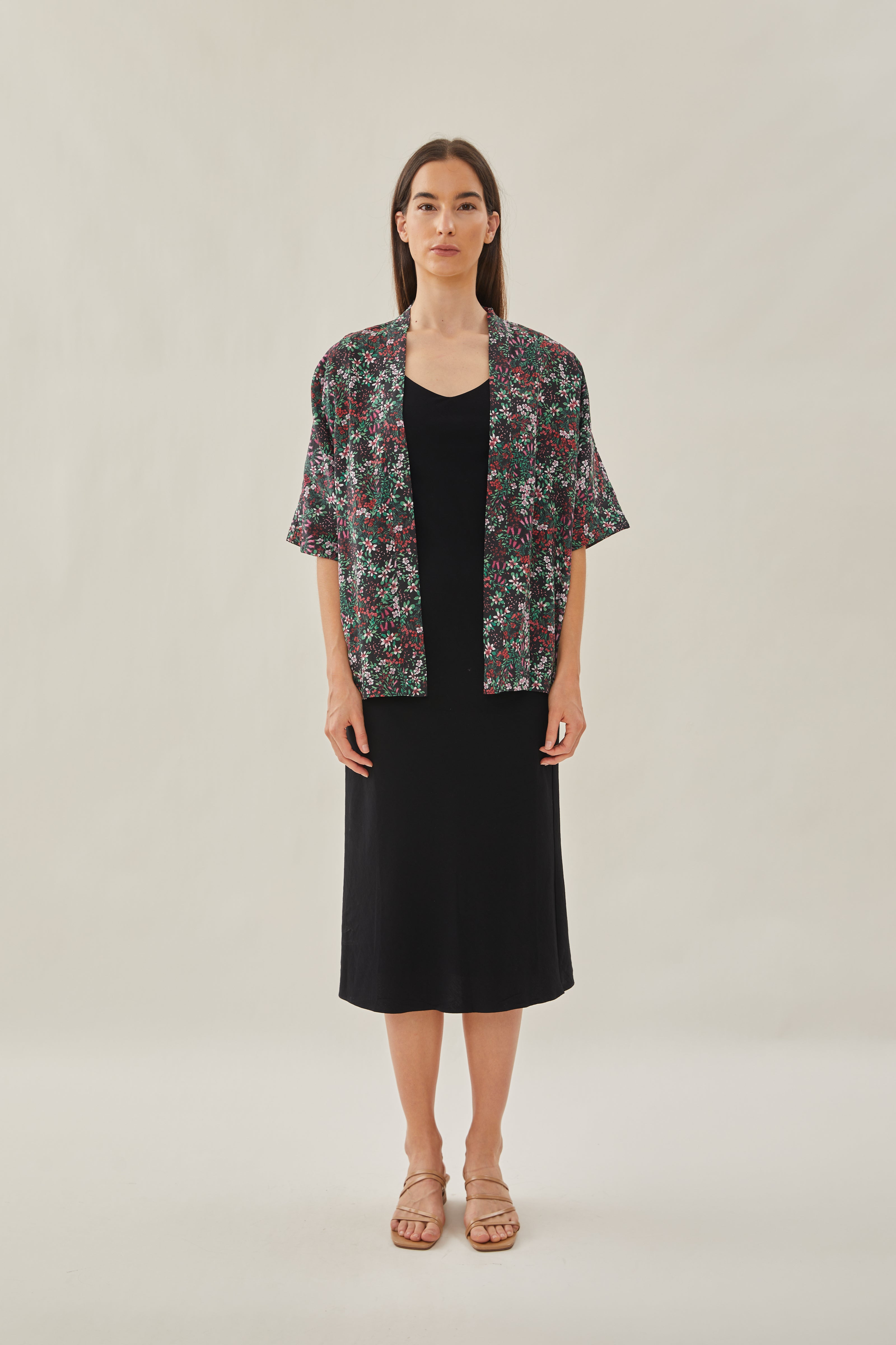 Cotton Kimono Outer in Wild