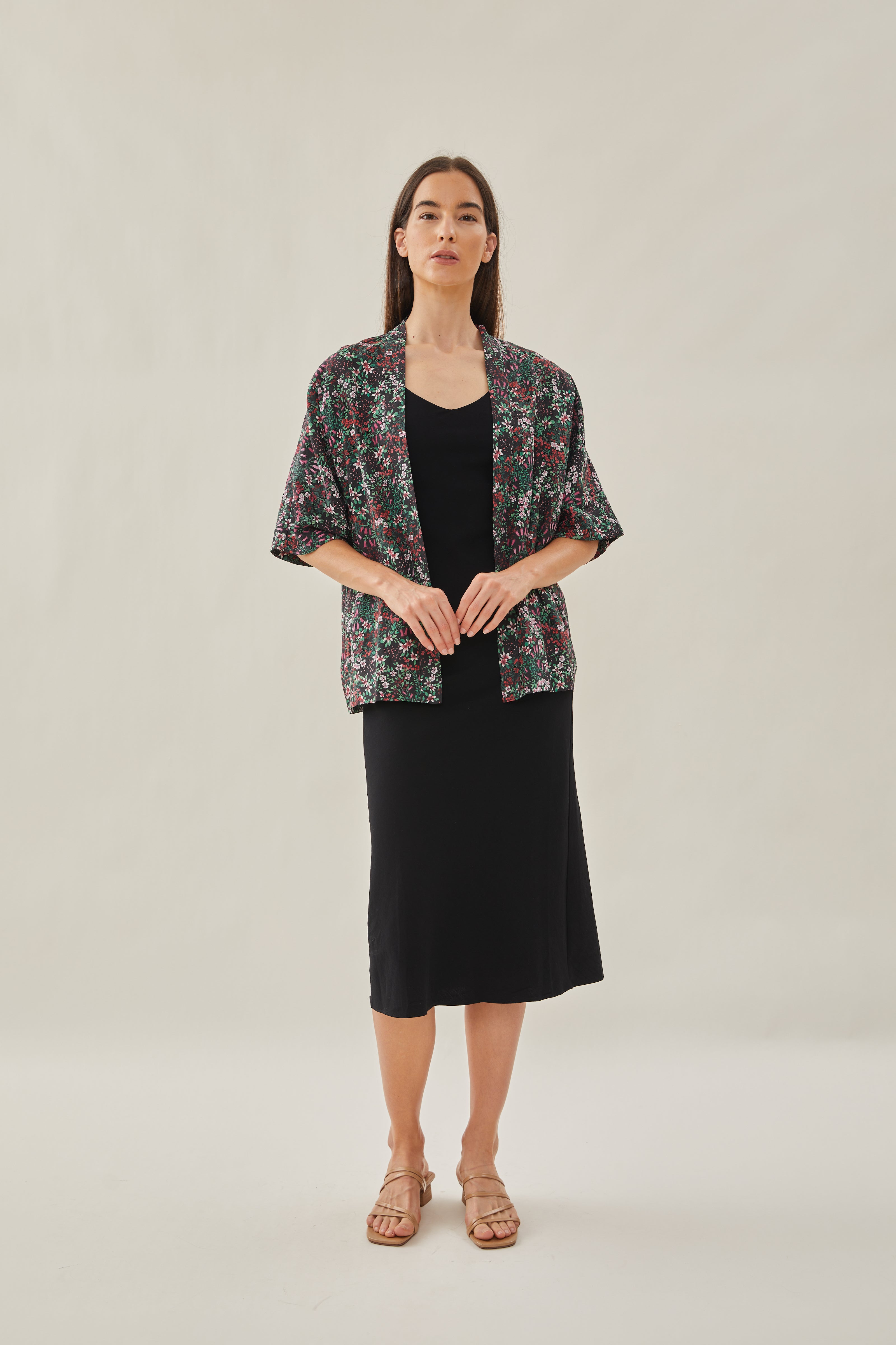 Cotton Kimono Outer in Wild