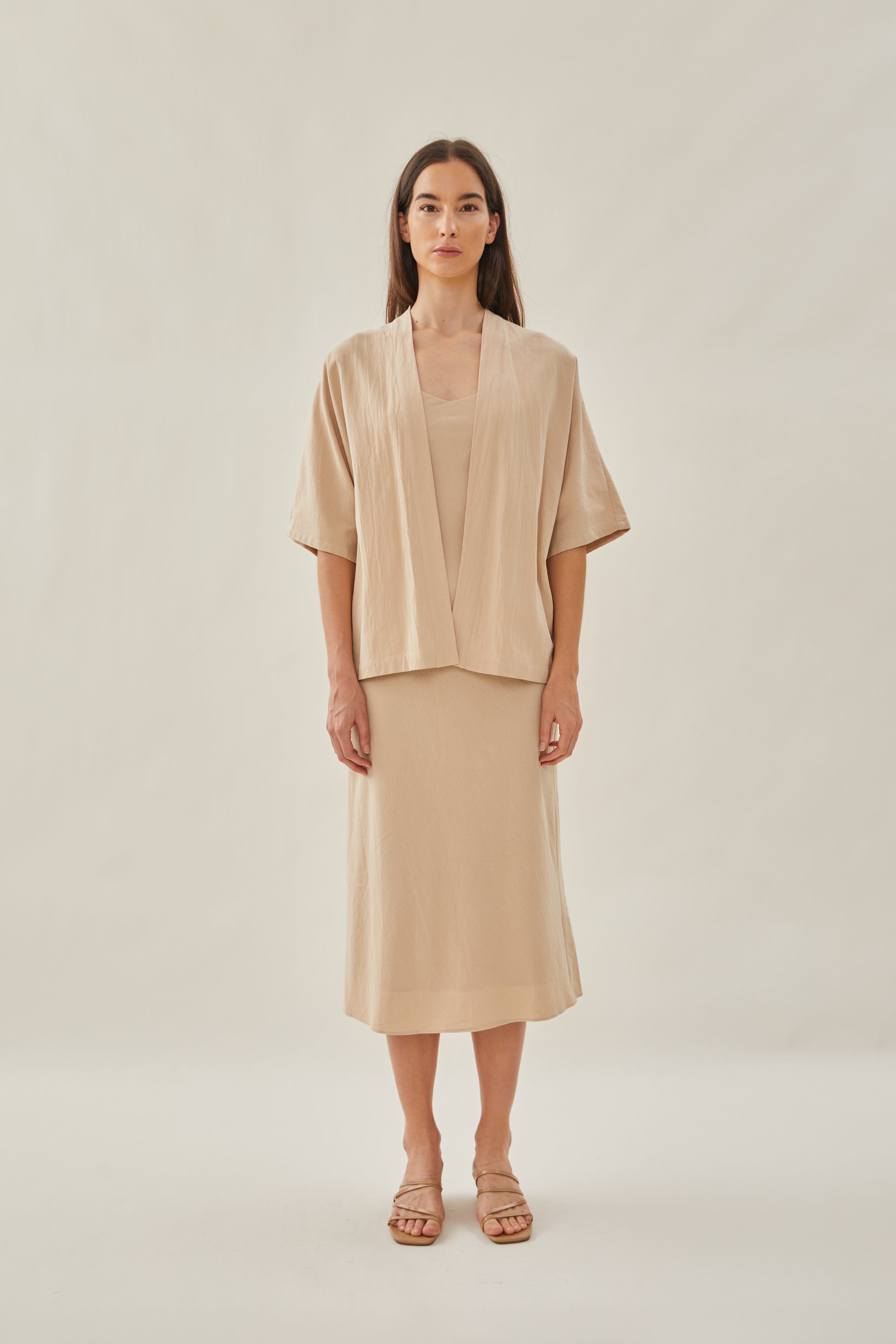 Cotton Kimono Outer in Sand