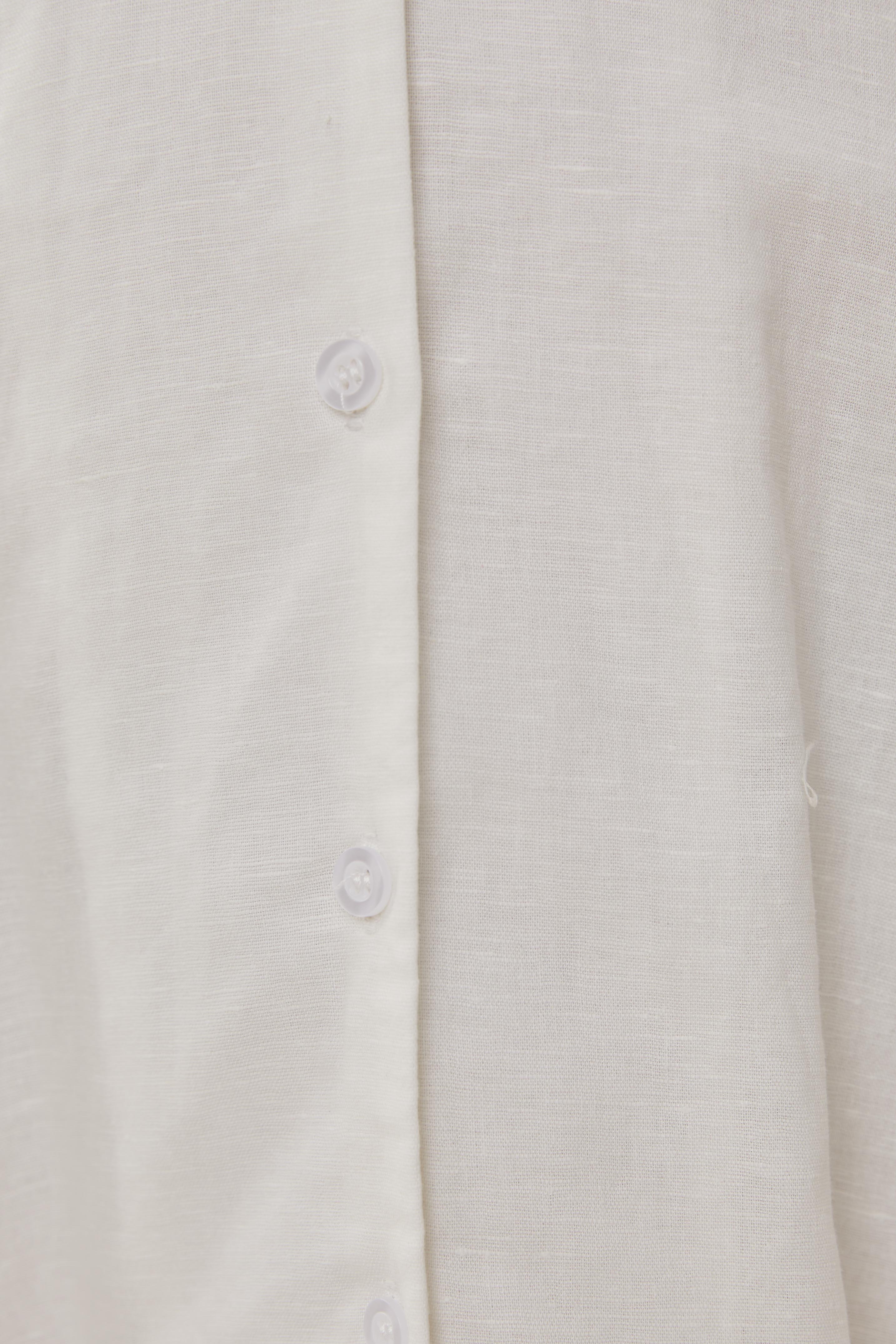 Linen Collared Midi Dress in White