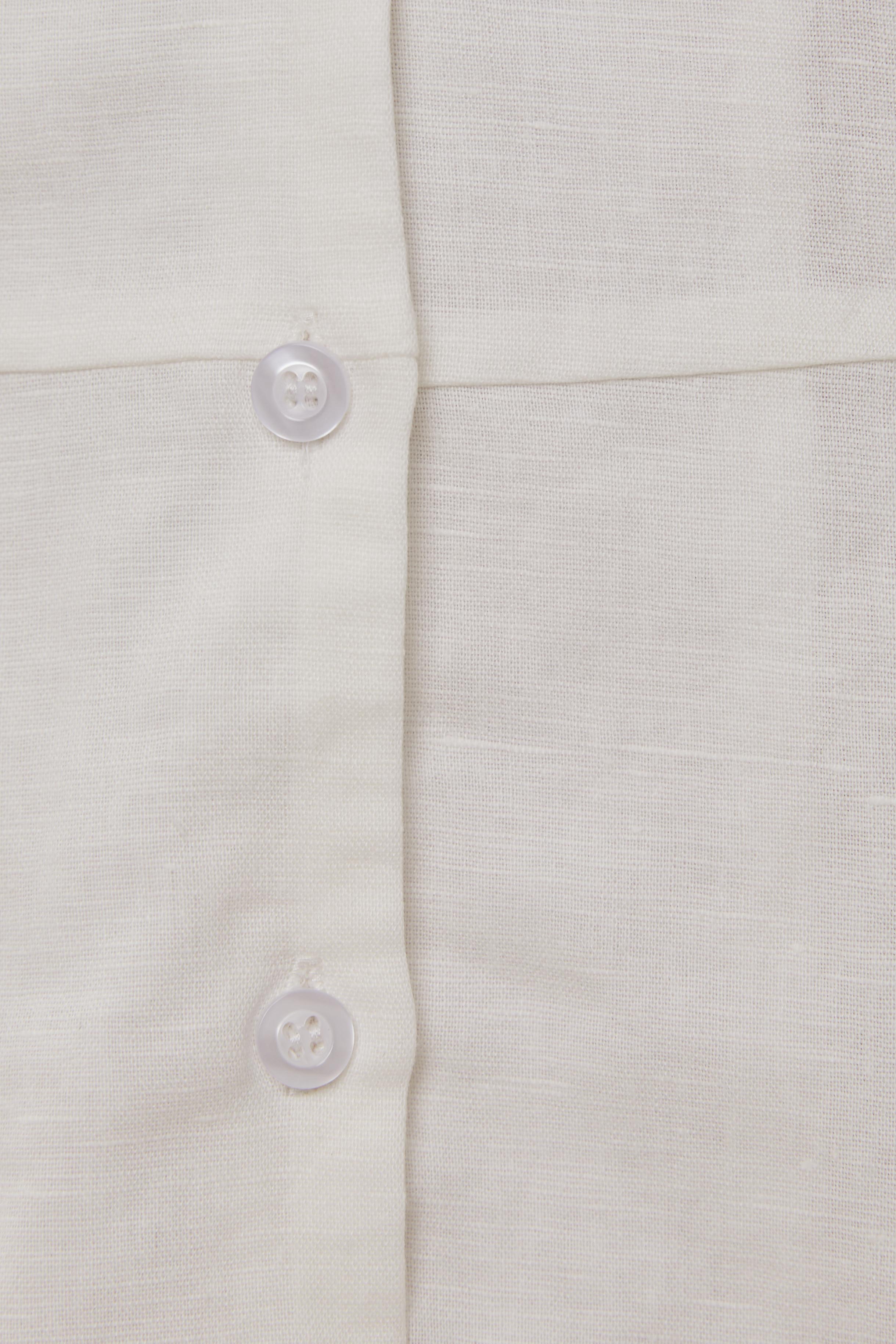 Linen Collared Mini Dress in White