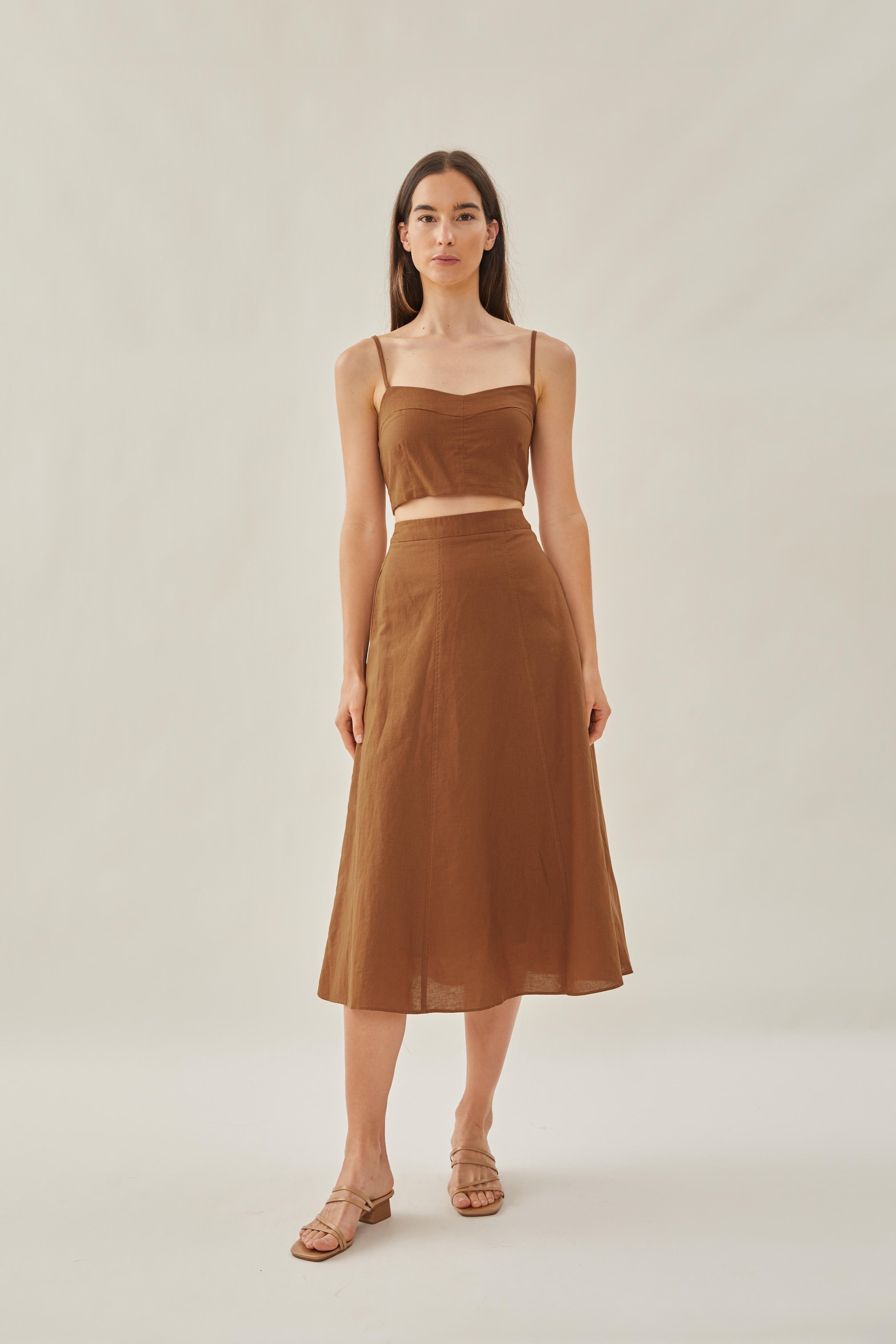 Bustier Cropped Tank in Brown