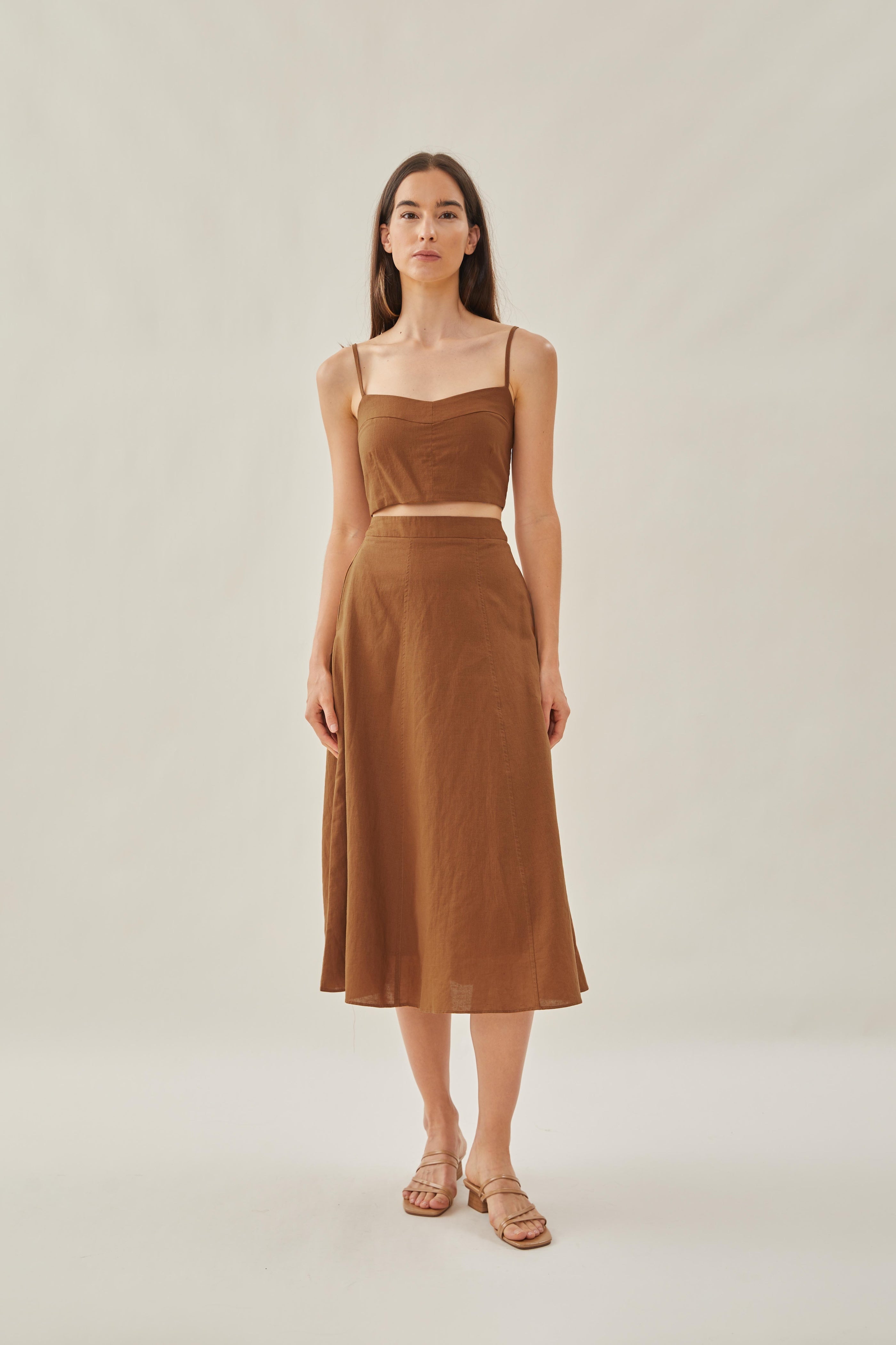 Bustier Cropped Tank in Brown