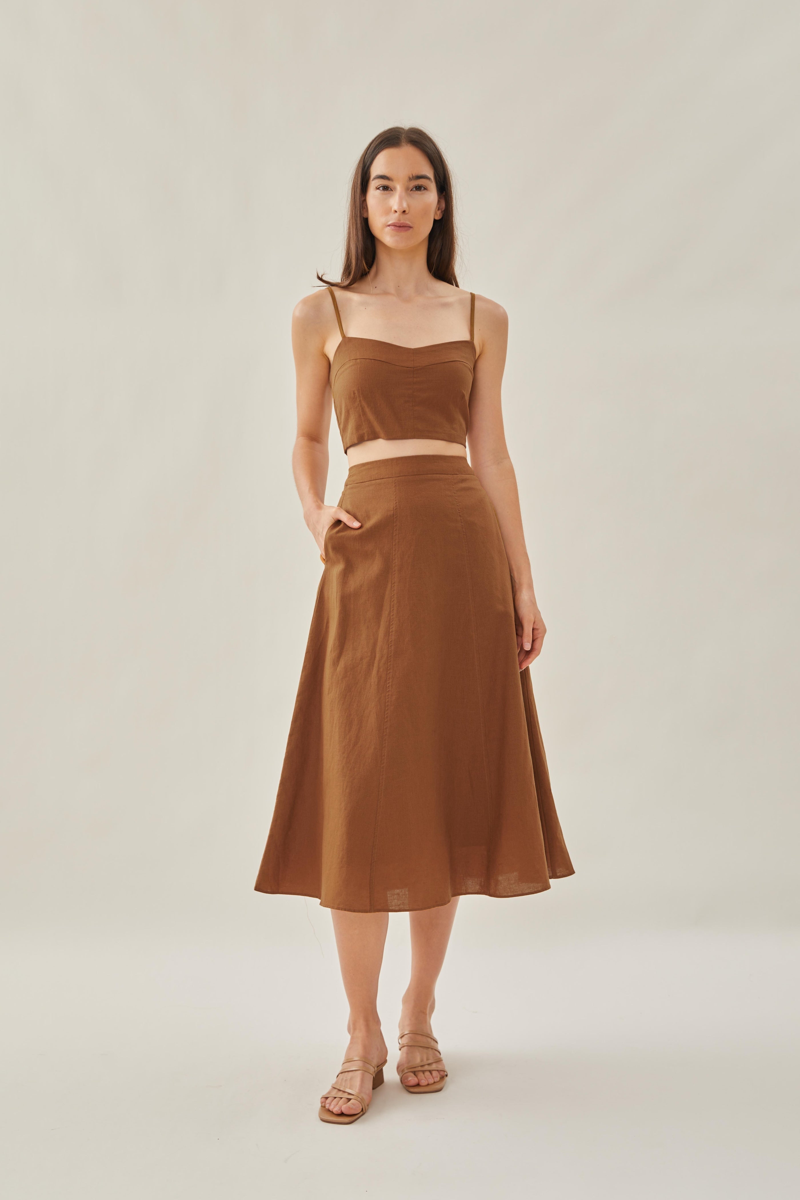 Bustier Cropped Tank in Brown