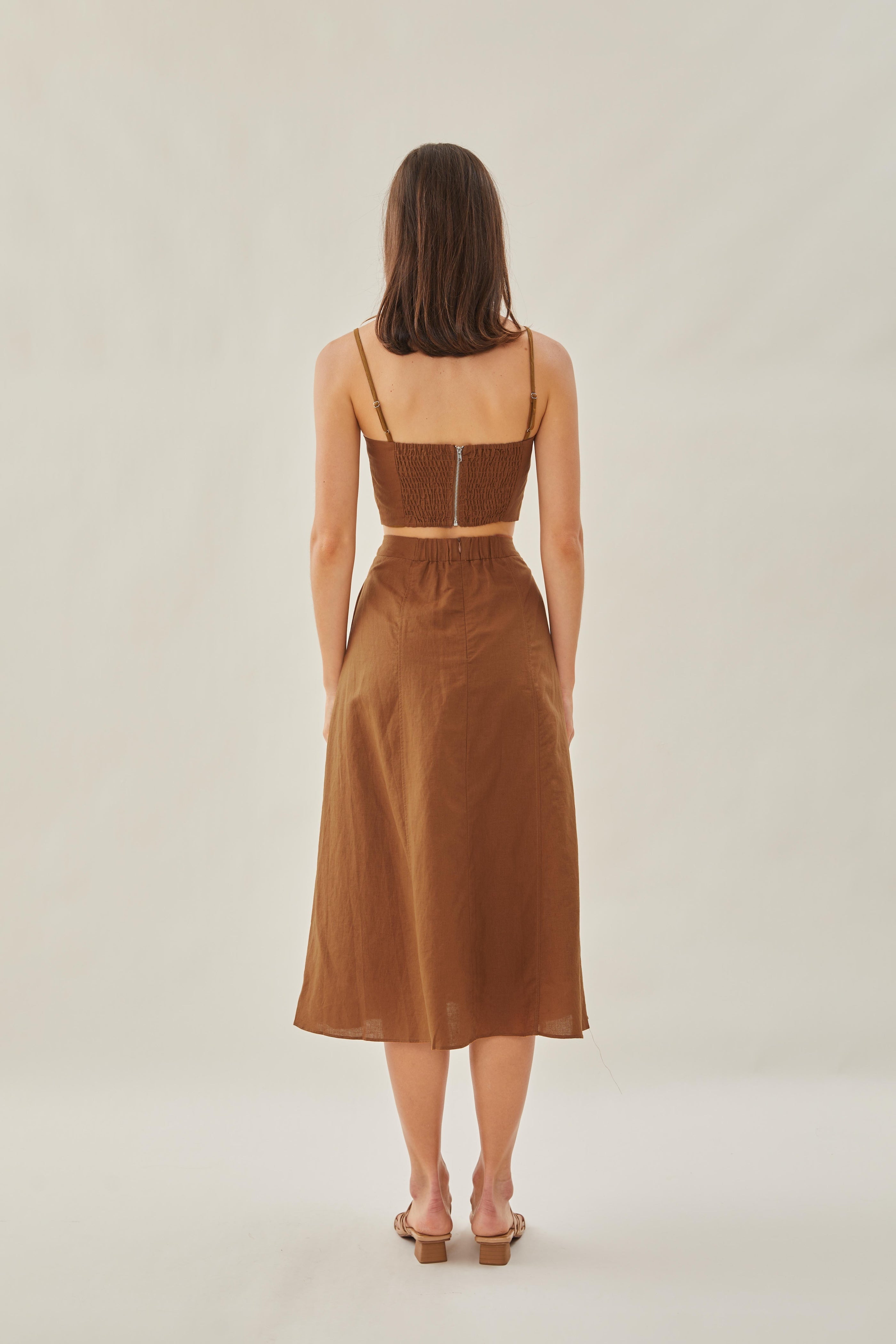 Bustier Cropped Tank in Brown