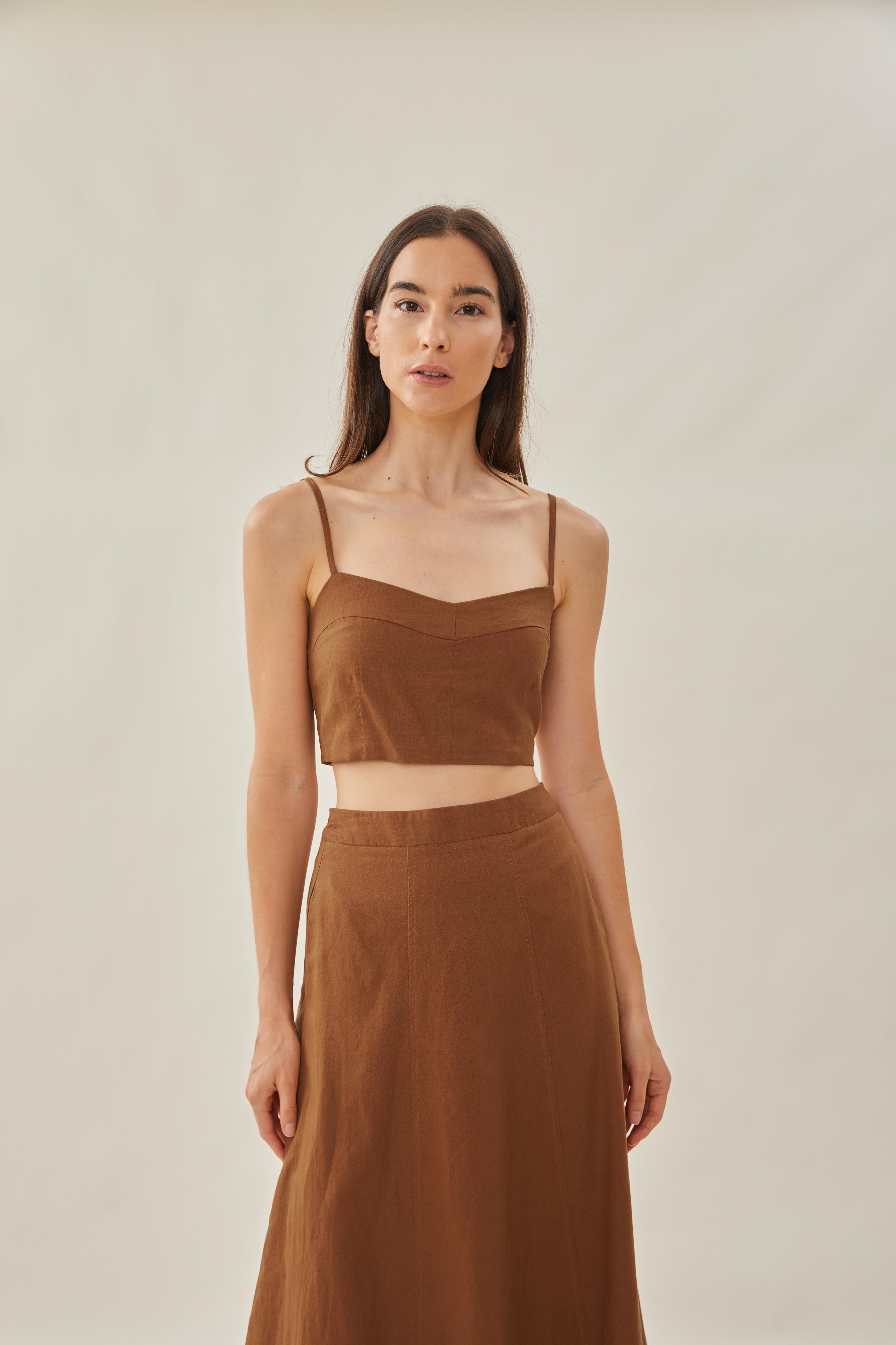 Bustier Cropped Tank in Brown