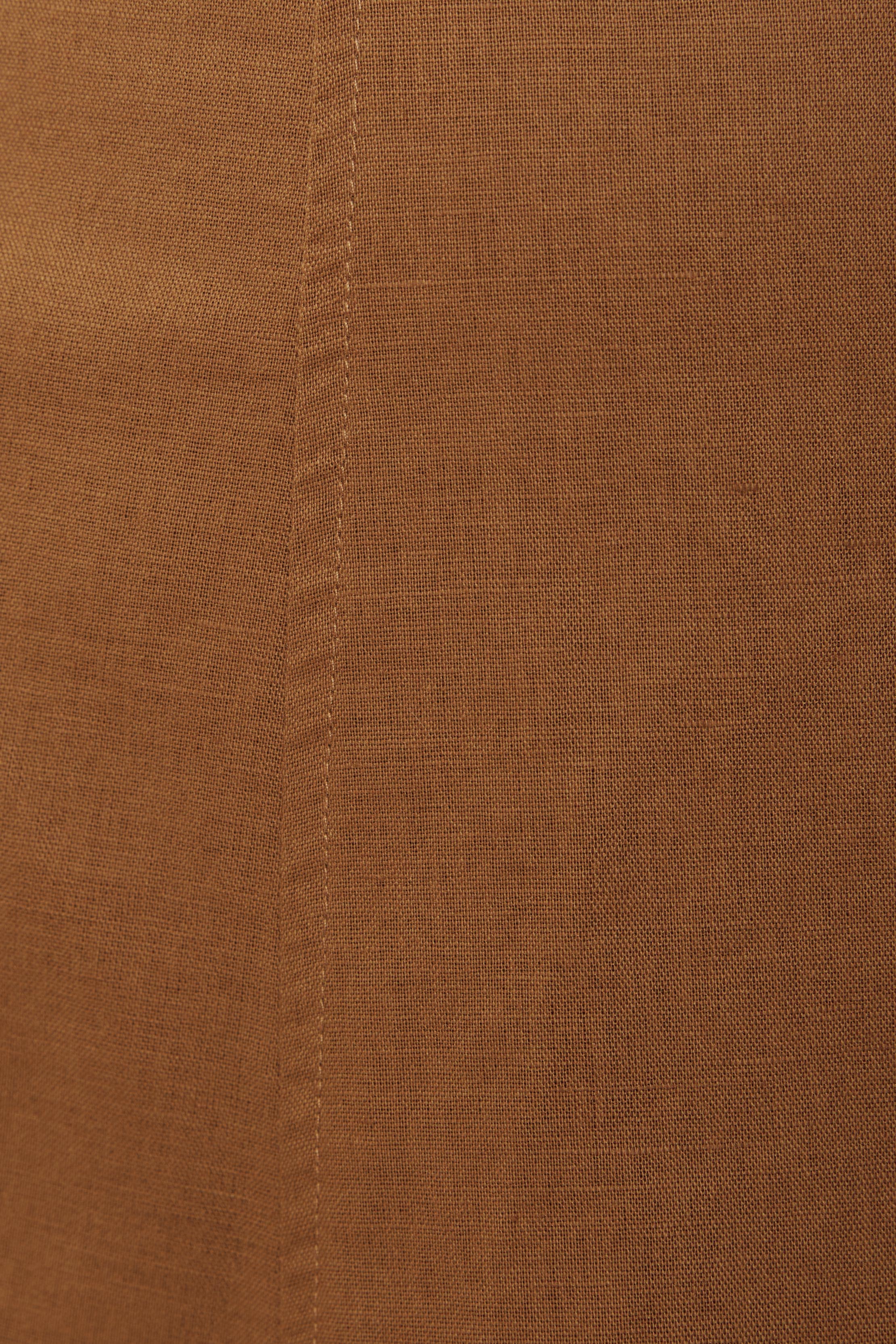 Linen Flared Midi Skirt in Brown