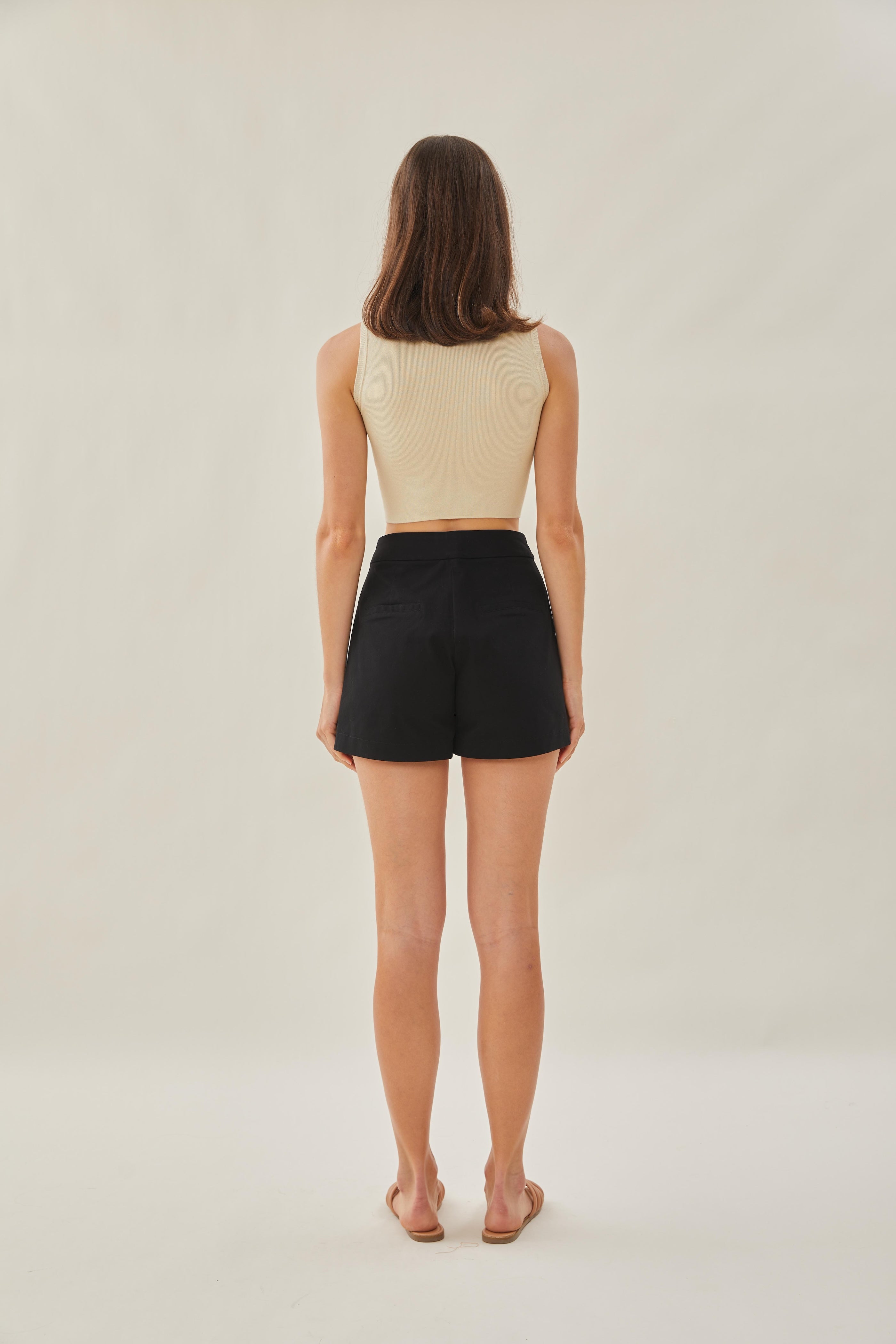 Sleeveless Knit Cropped Tank in Ivory