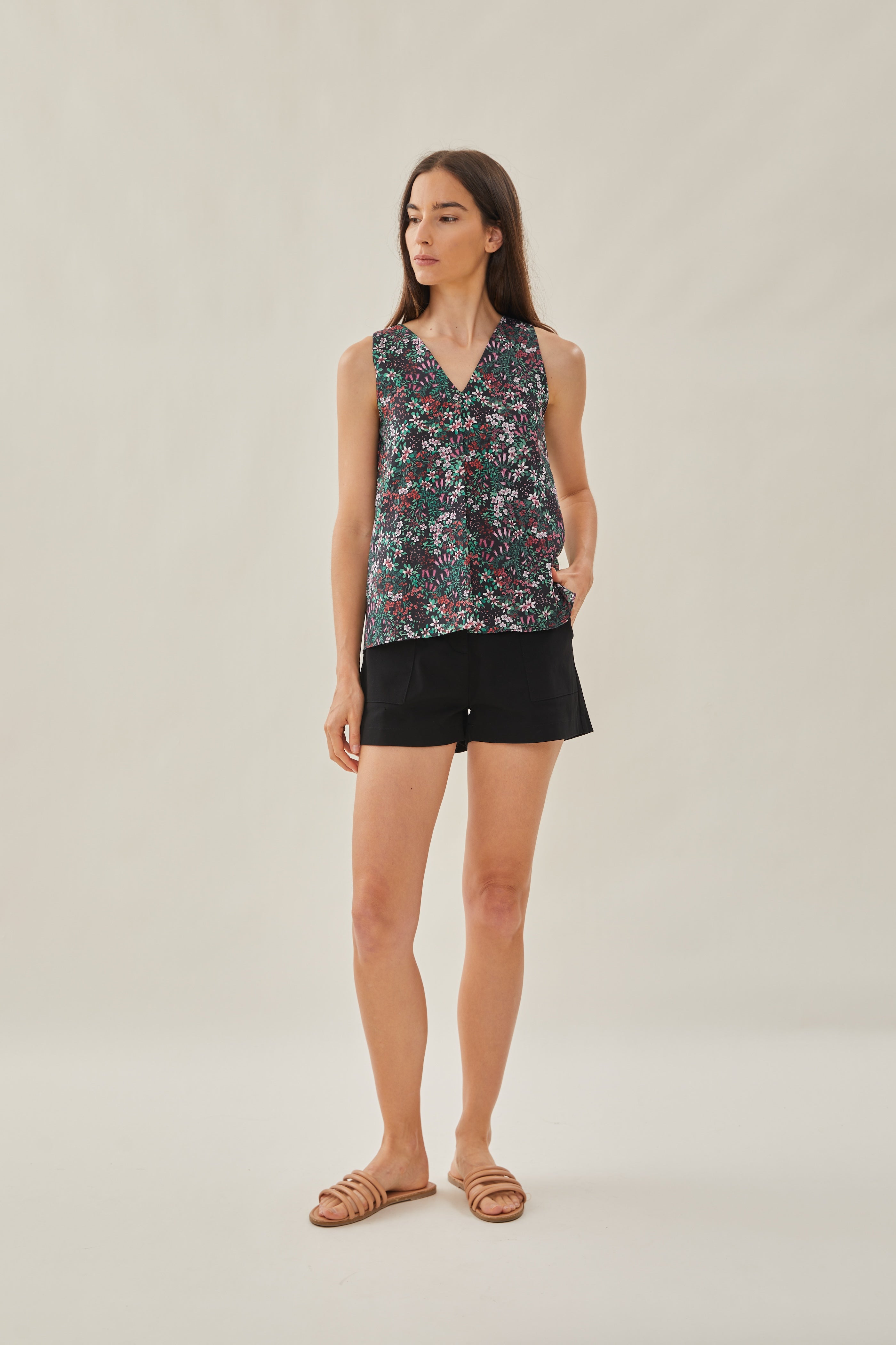 V-Neck Sleeveless Top in Wild