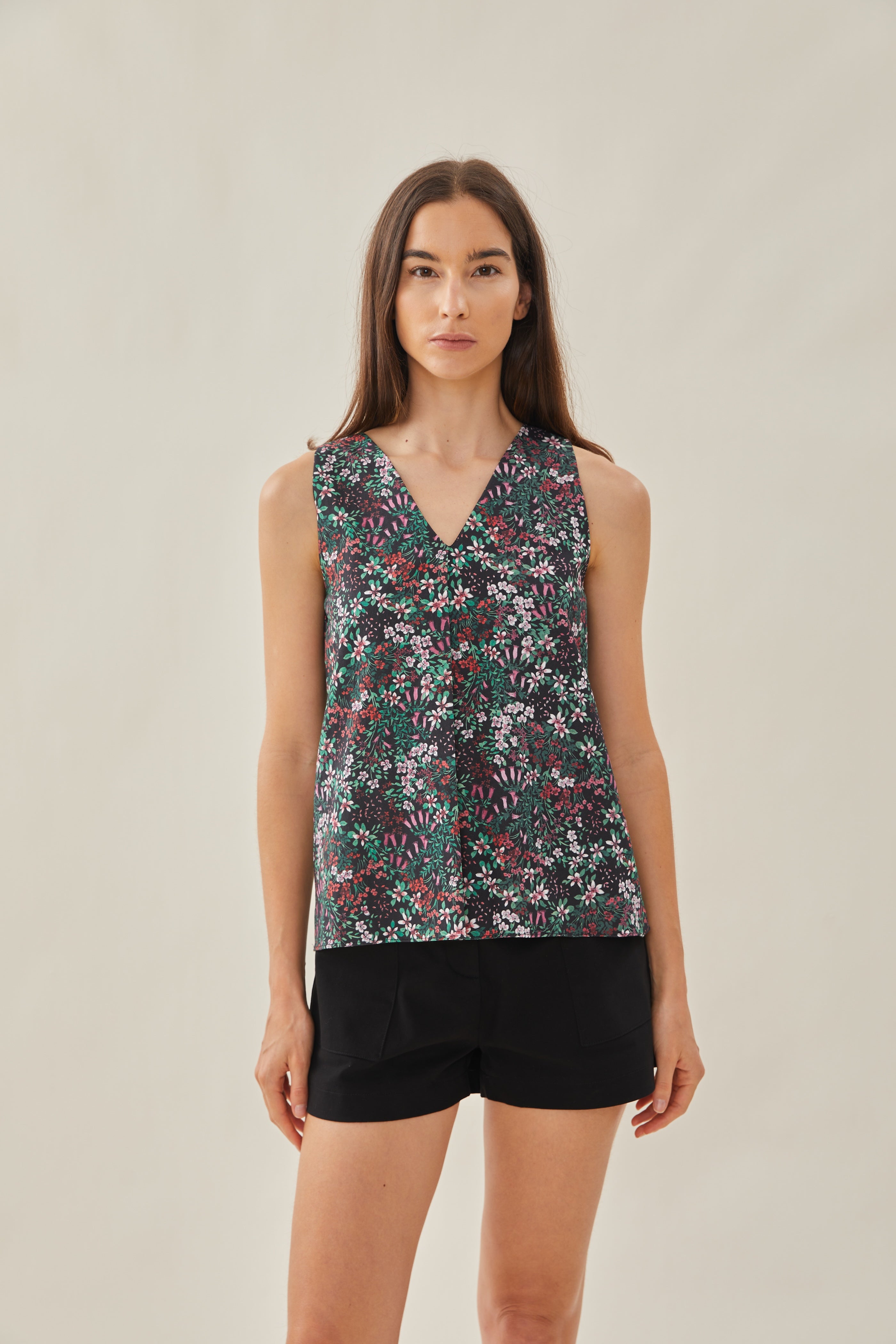 V-Neck Sleeveless Top in Wild
