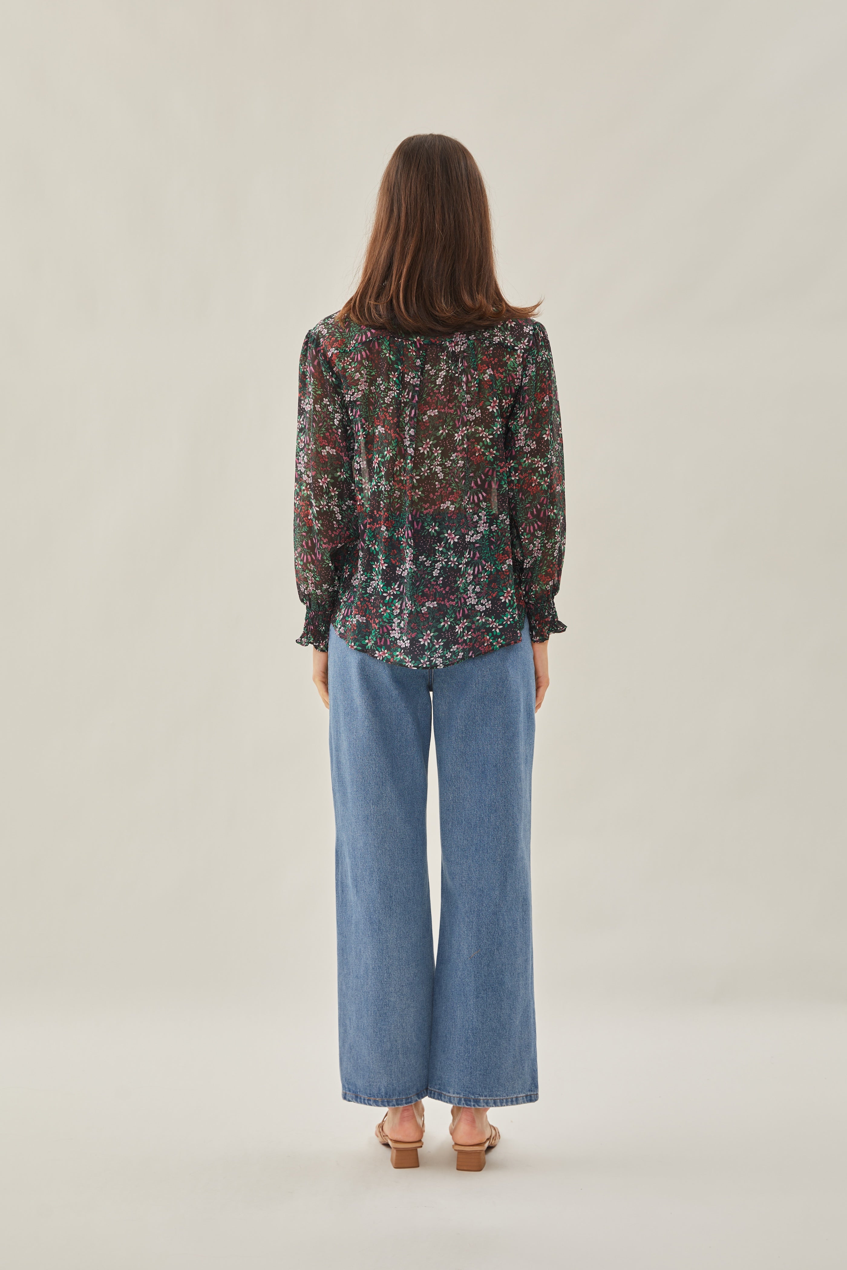 Sheer Button Down Blouse in Wild